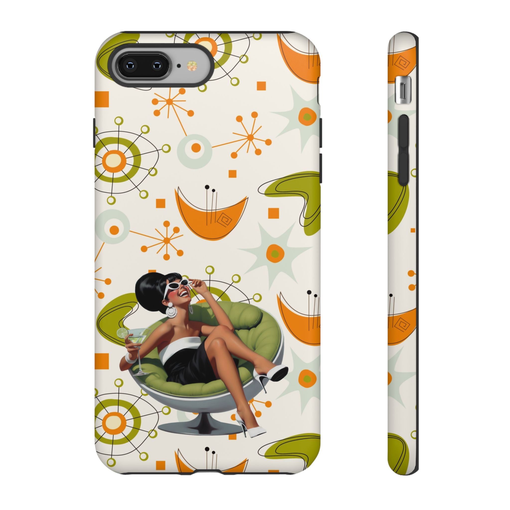 Mid Century Modern Atomic Starburst Mid Mod 60s Gal Retro Chic Tough Phone Case with Vintage Glamour Design - Mid Century Modern Gal