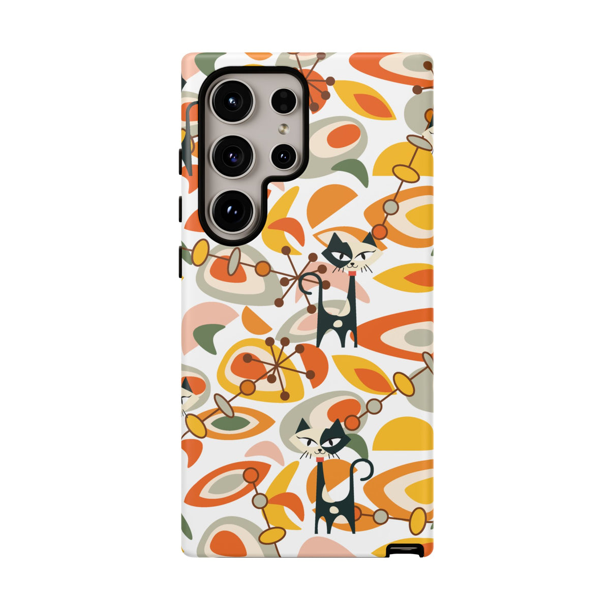 Atomic Cat Mid Mod Orange, Yellow, Groovy Cat Smart Phone Tough Cases