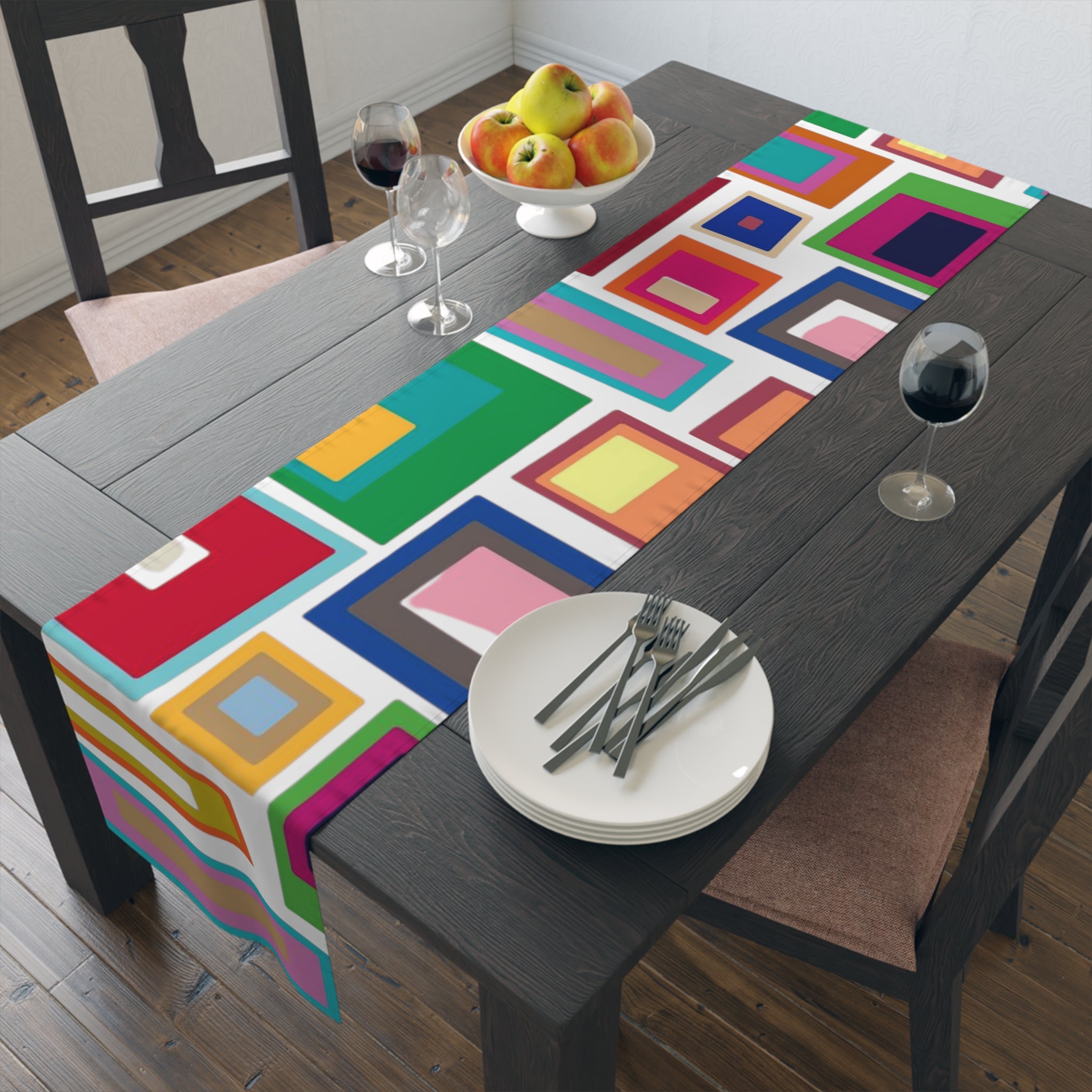 Mid Century Modern Geometric Funky Bold, Colorful MCM Kitchen, Dining Table Runner - Mid Century Modern Gal