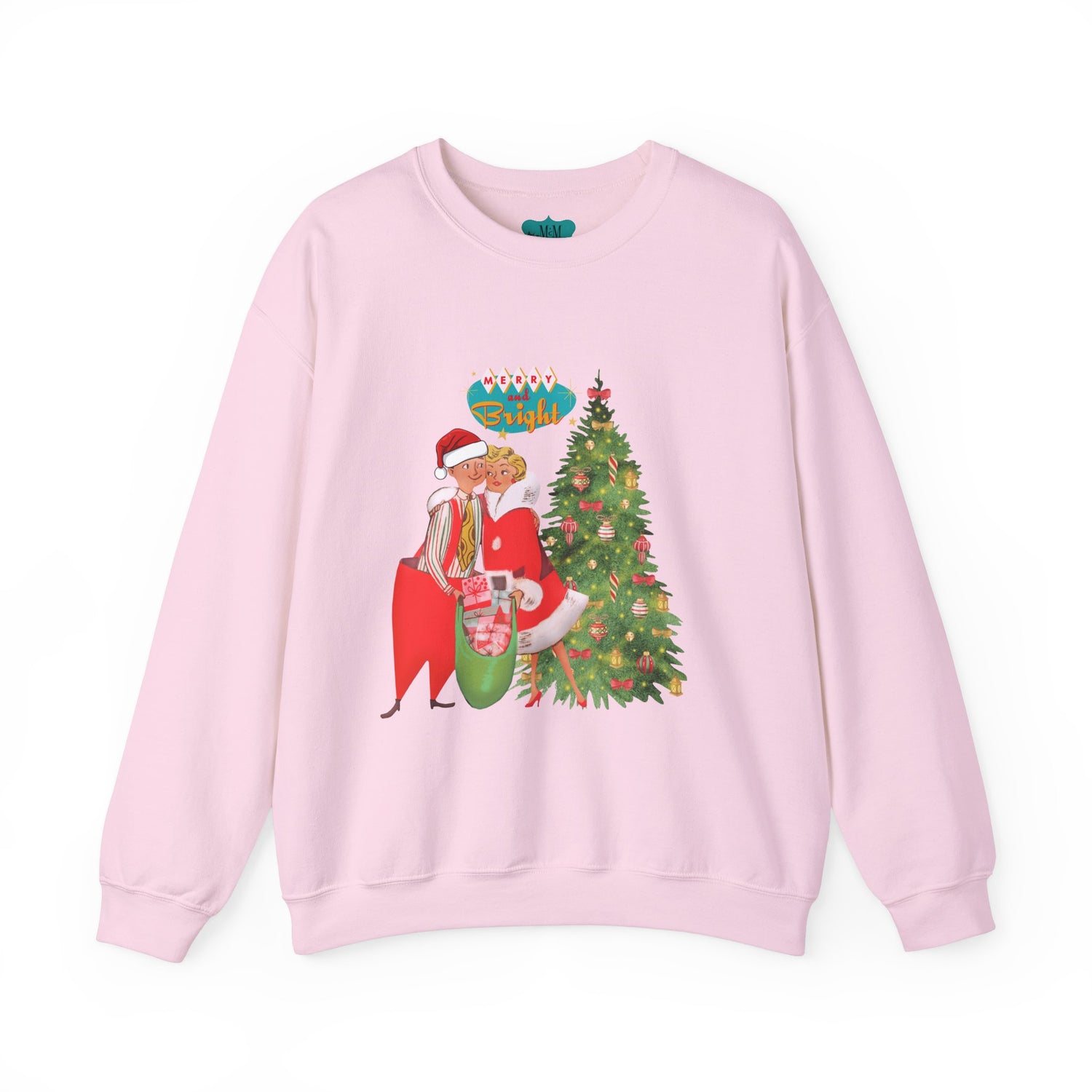 Festive Merry & Bright Crewneck Sweatshirt for Holiday Cheer - Mid Century Modern Gal
