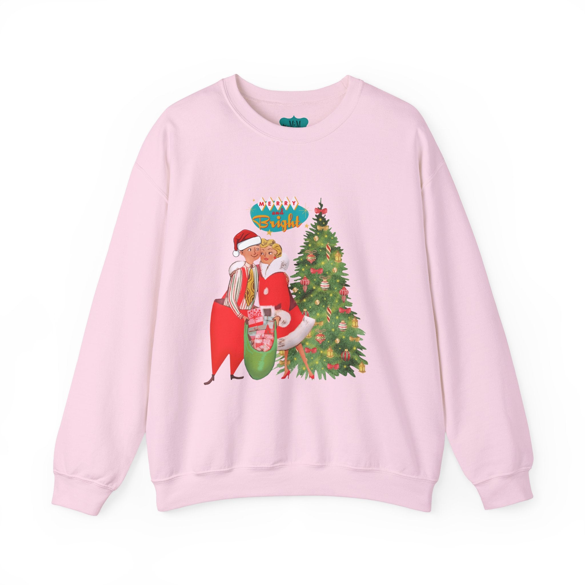 Festive Merry & Bright Crewneck Sweatshirt for Holiday Cheer - Mid Century Modern Gal