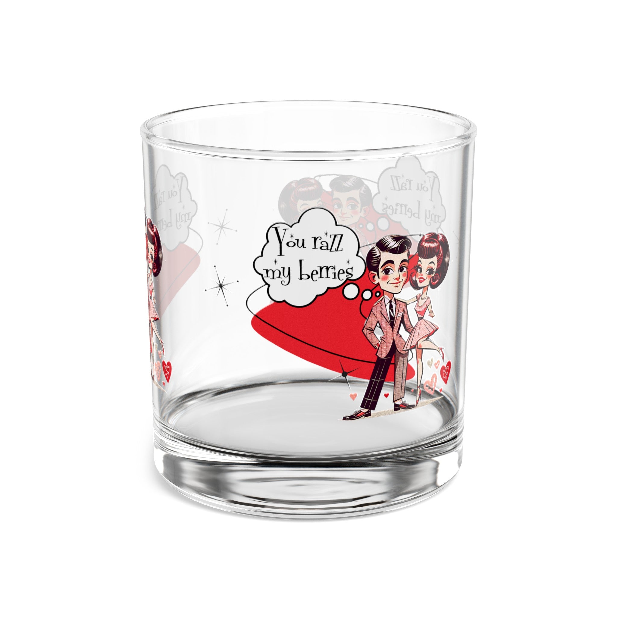 Mid Century Modern Kitschy Retro Couple Cute, Funny Bourbon Cocktail Rocks Glass, 10oz - Mid Century Modern Gal