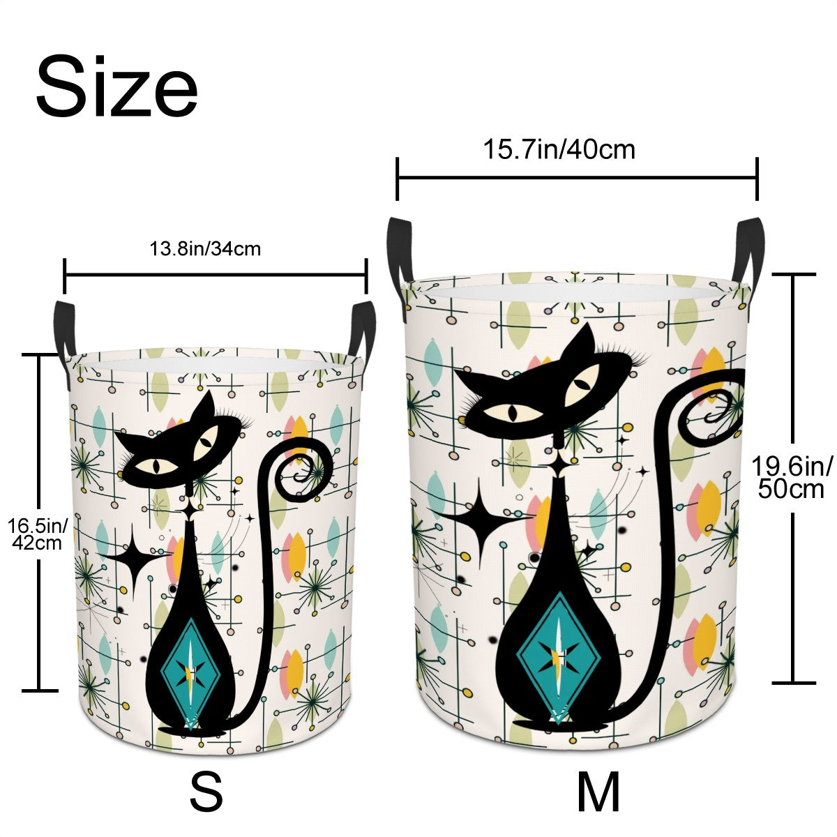 Atomic Cat Mid Century Modern Starburst MCM Designed Circular Laundry Basket - Mid Century Modern Gal