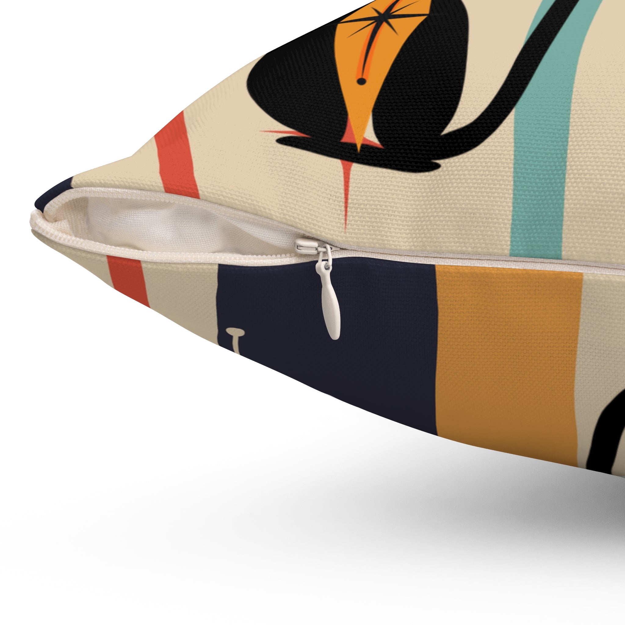 Atomic Cat Pillow, Mid Century Modern Geometric Retro Pillow And Insert - Mid Century Modern Gal