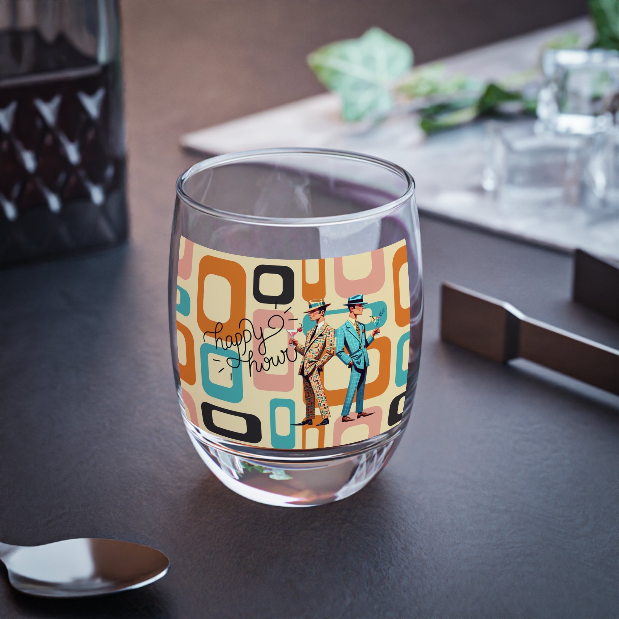 Mid Century Mod Men, Gay Pride Retro Barware Whiskey Glass - Mid Century Modern Gal
