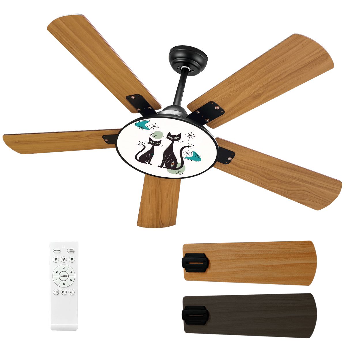Atomic Mod Couple Kitschy Boomerang Starbursts Mid Century Modern Ceiling Fan With Light - Mid Century Modern Gal