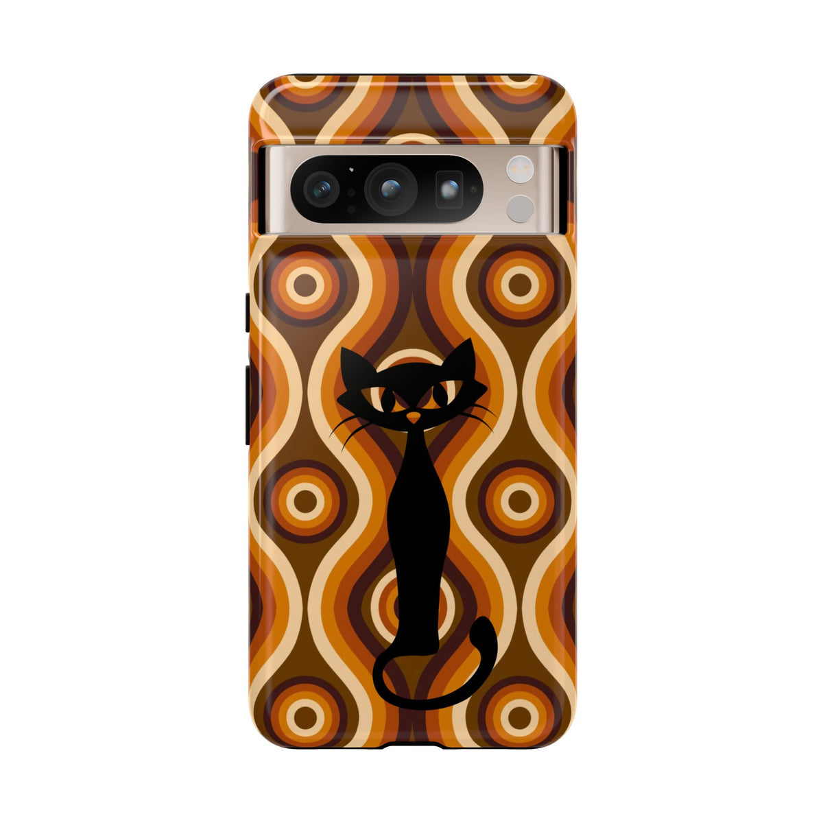 Retro Phone Case, Groovy Brown, Atomic Kitsch Cat Tough Smart Phone Cases