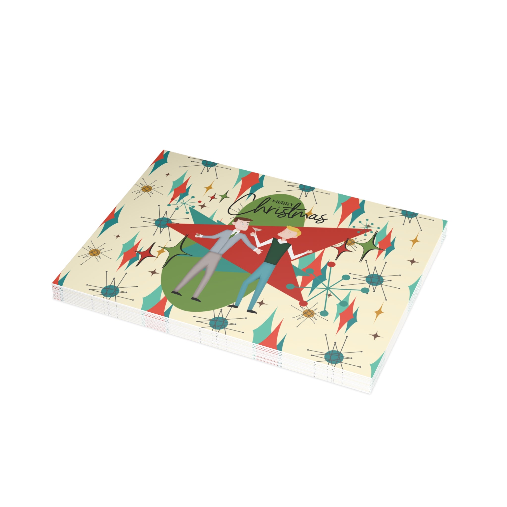 Gay Male Christmas Cards, Mid Century Modern Diamond Starburst Kitschy Fun Christmas Cards - Mid Century Modern Gal