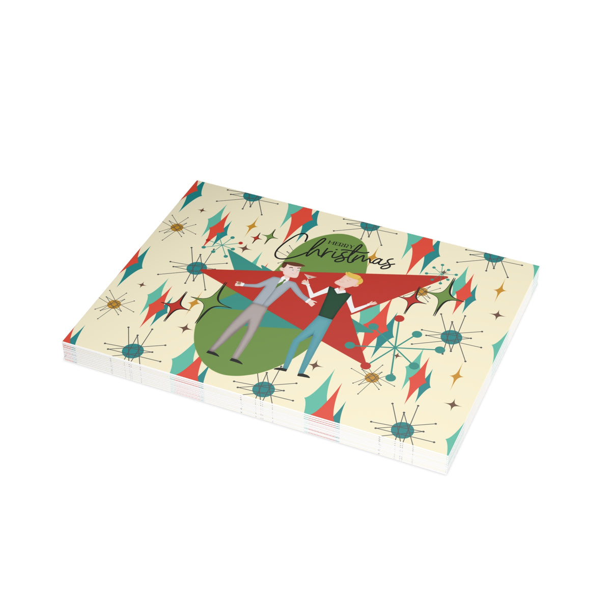 Gay Male Christmas Cards, Mid Century Modern Diamond Starburst Kitschy Fun Christmas Cards - Mid Century Modern Gal