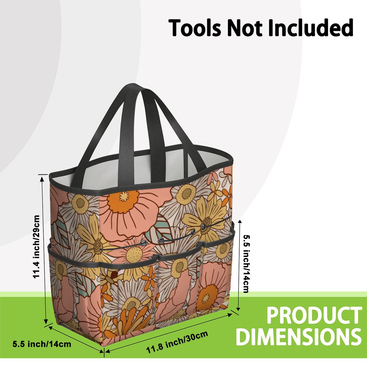 70s Floral Pink Orange Garden Tool Bag - Mid Century Modern Gal