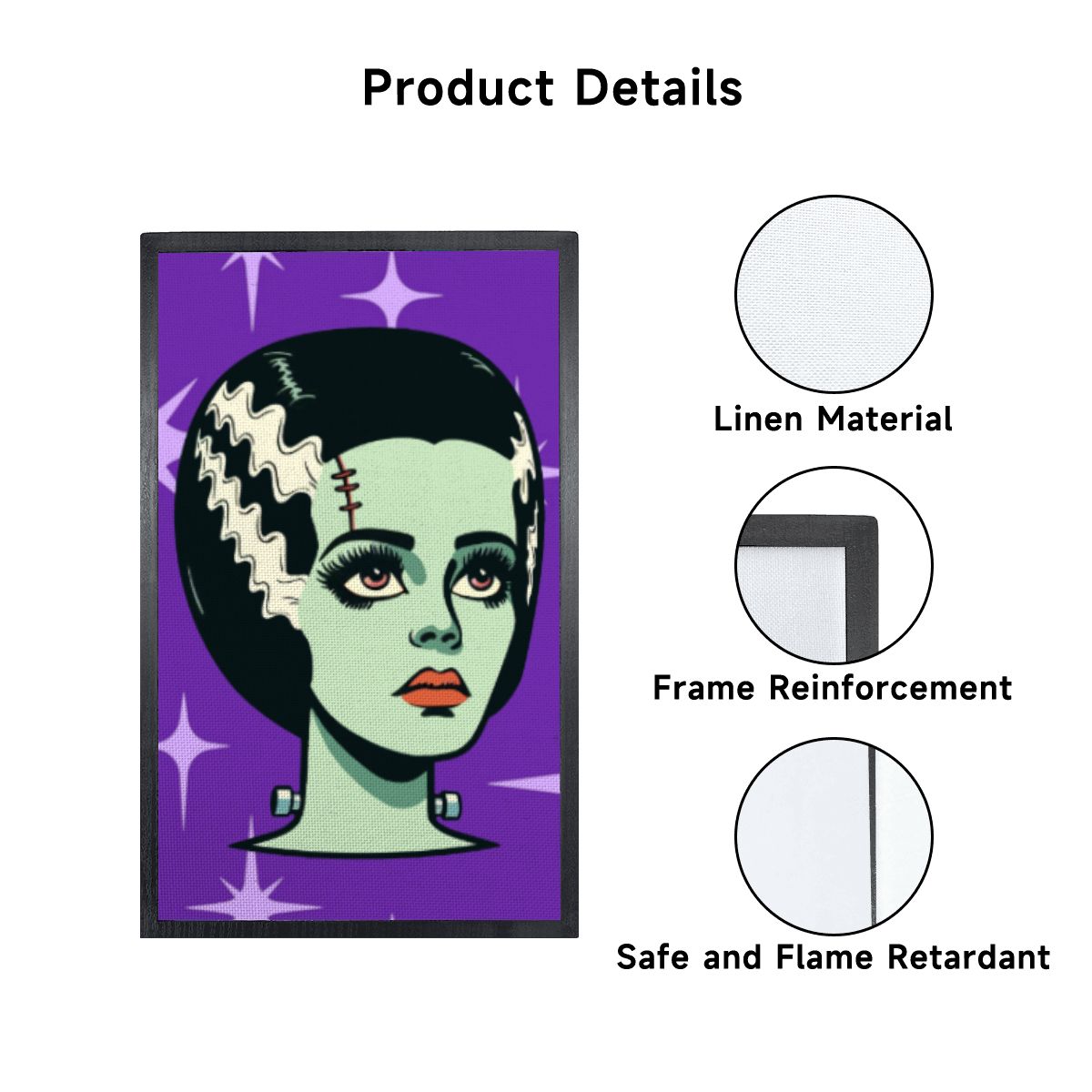 Bride of Frankenstein Retro Mid Mod Horror Buff Purple Halloween Lampshade for Floor Lamp with Shelves - Lampshade Only - Mid Century Modern Gal