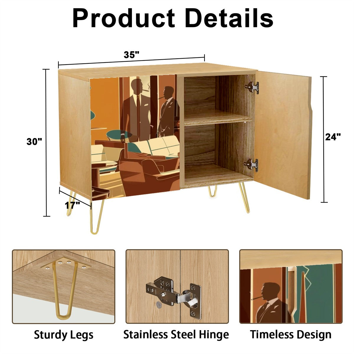 Bourbon Whiskey Cabinet For The Retro Mod Cigar Loving Dapper Man MCM Wooden Storage Cabinet - Mid Century Modern Gal