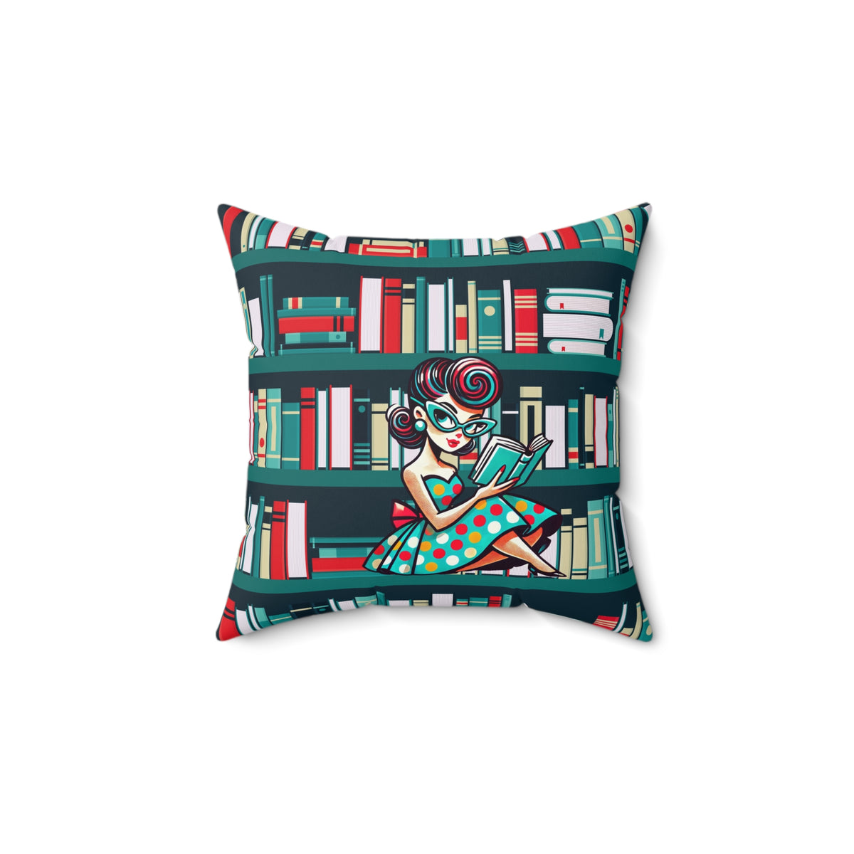 Reading Pillow, Cozy Read and Relax Literary Pillow - Cute Book Lover Decor - Mid Century Modern Gal