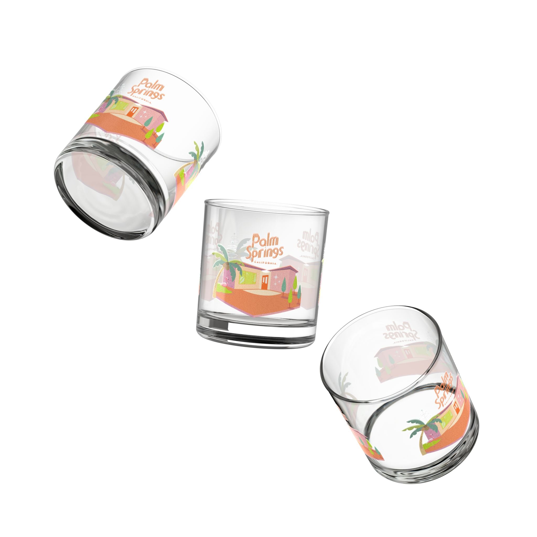 Palm Springs California Bourbon Lover Glass, Mid Mod Style - Mid Century Modern Gal
