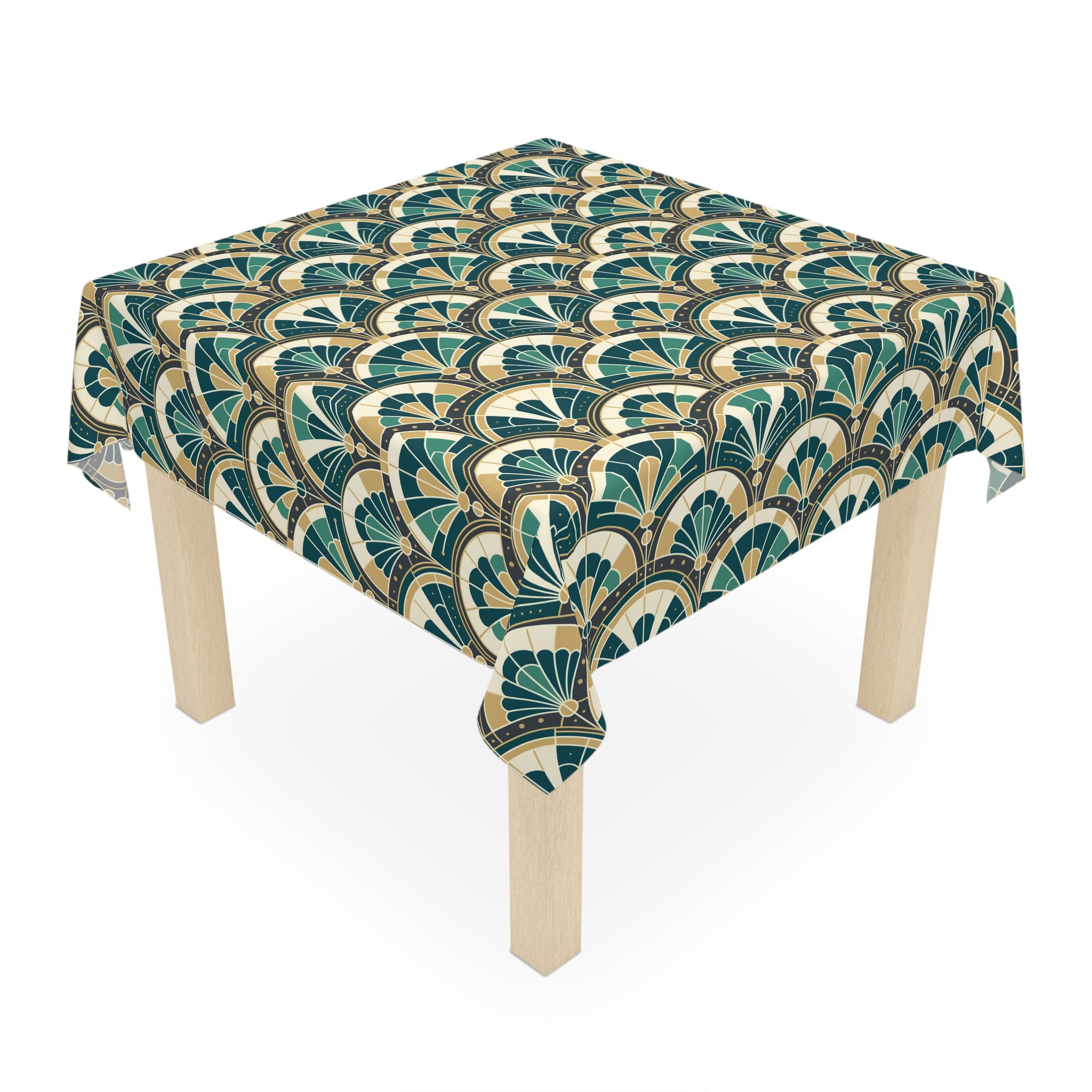 Art Deco Peacock Inspired Tablecloth - Mid Century Modern Gal