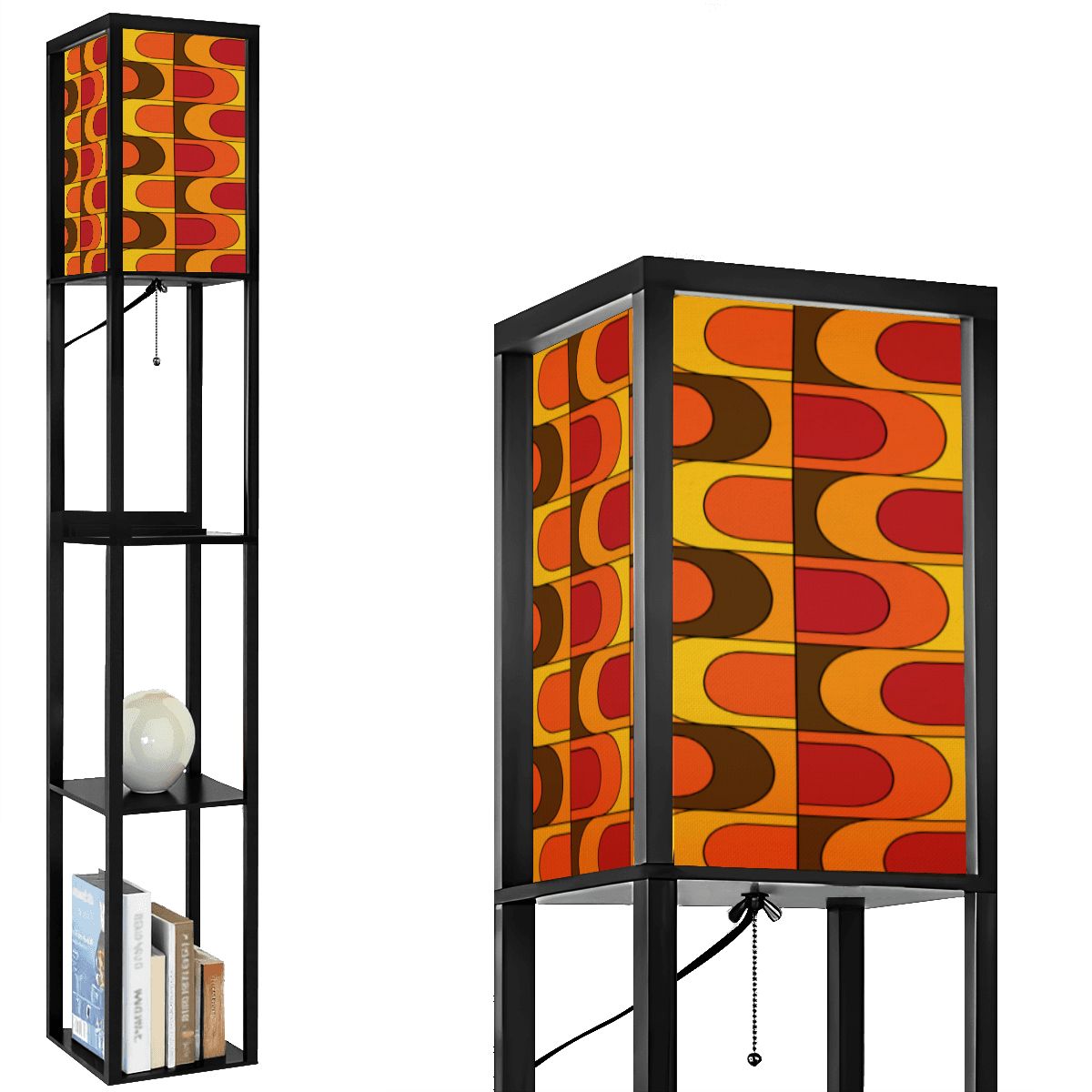 Retro Groovy Wave 70s Mod Floor Lighting With Shelves - Mid Century Modern Gal