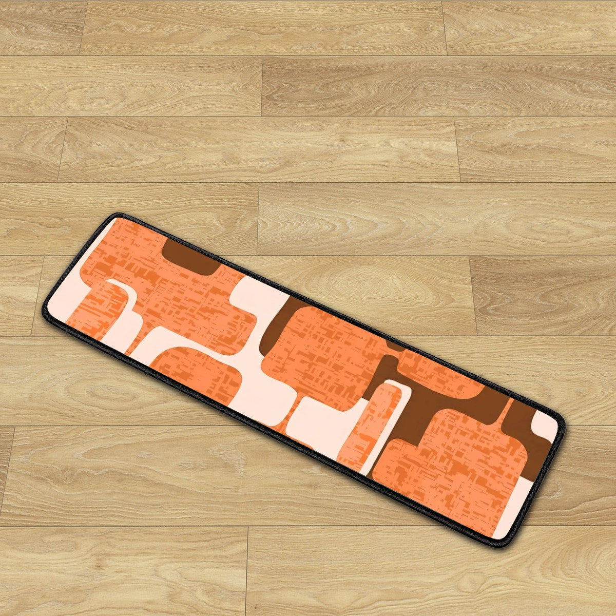 Mid Century Modern Geometric Brown, Orange, Groovy Mod Non Slip Carpet for Stairs Treads - Mid Century Modern Gal