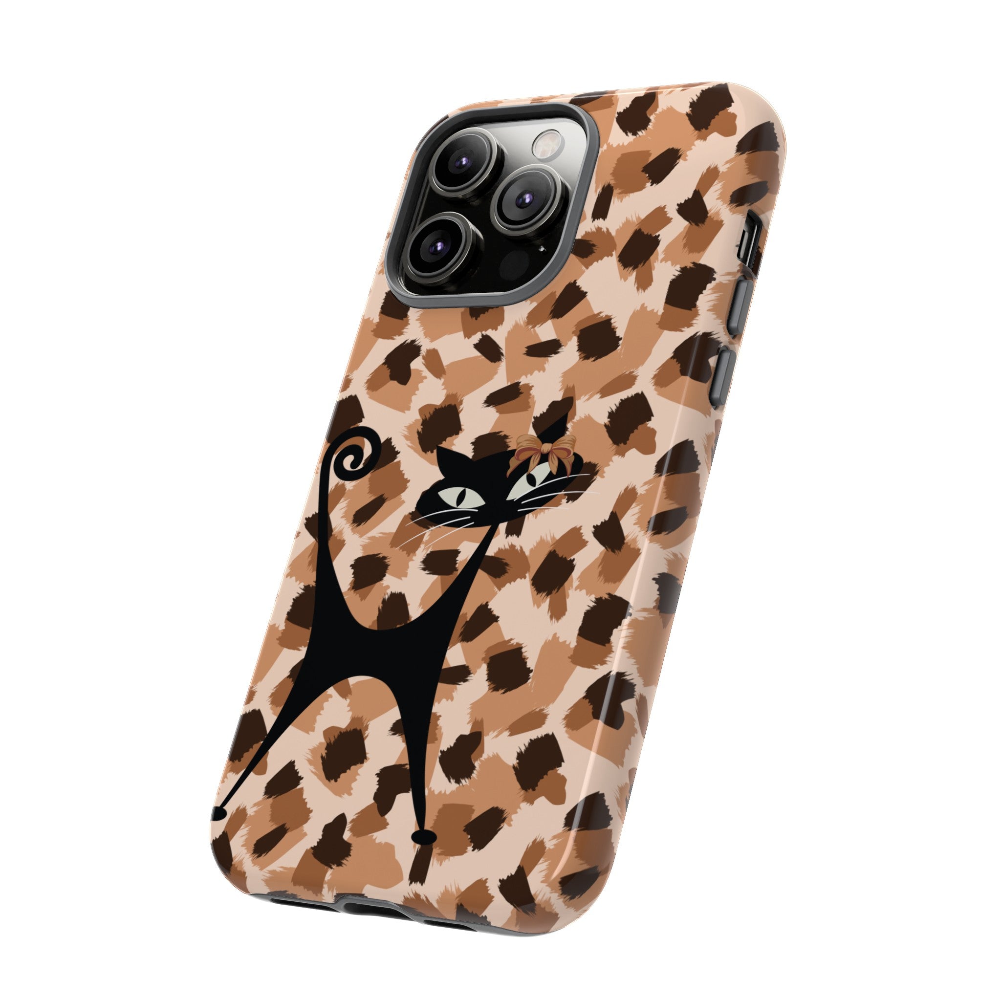 Mid Century Modern Atomic Cat, Animal Print Kitschy Trendy Smart Phone Tough Cases
