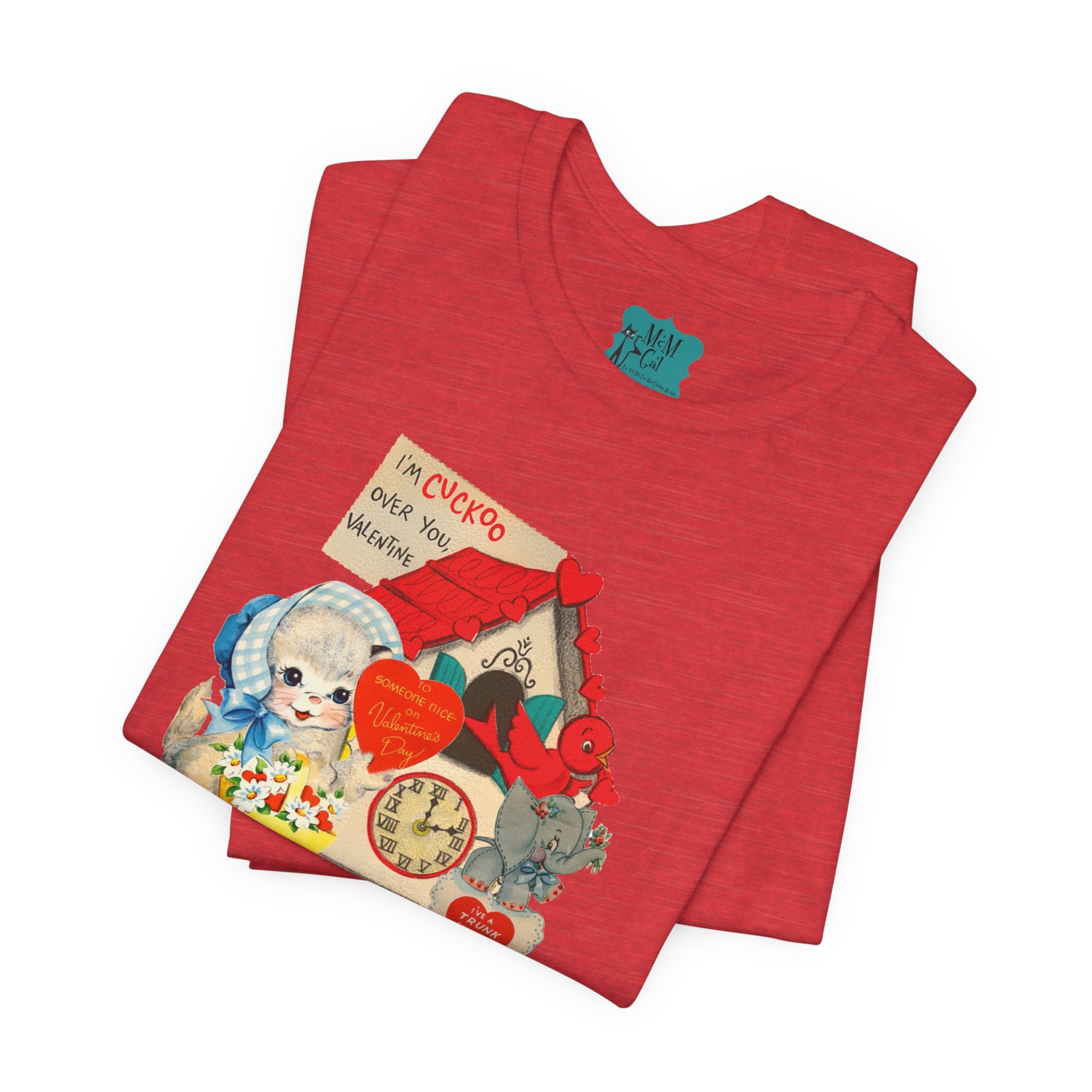 Vintage Valentine Cards Tee, Kitschy Whimsical Love Short Sleeve Tee - Mid Century Modern Gal