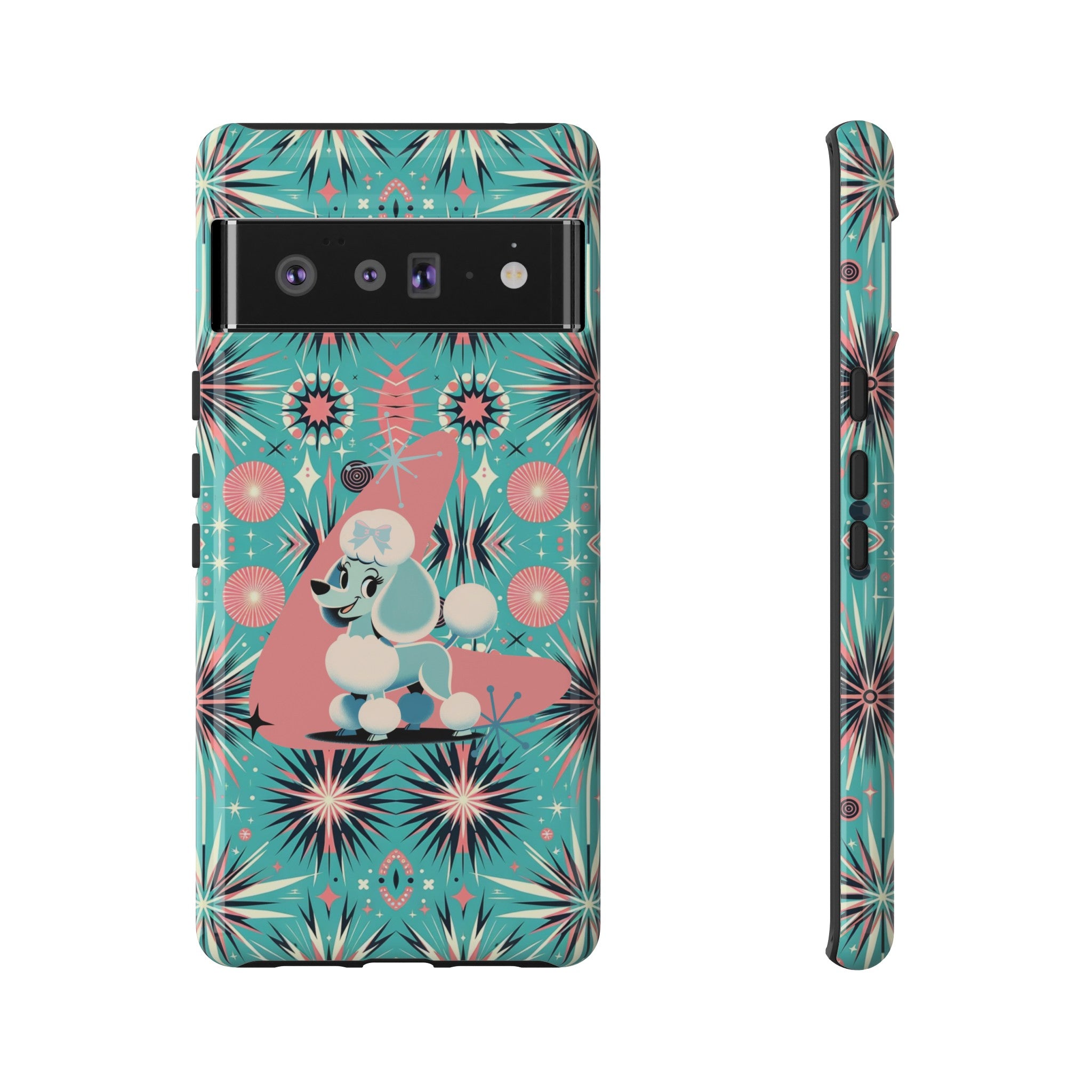 1950s Mid Century Modern Atomic Pink, Poodle Retro Smart Phone Tough Cases