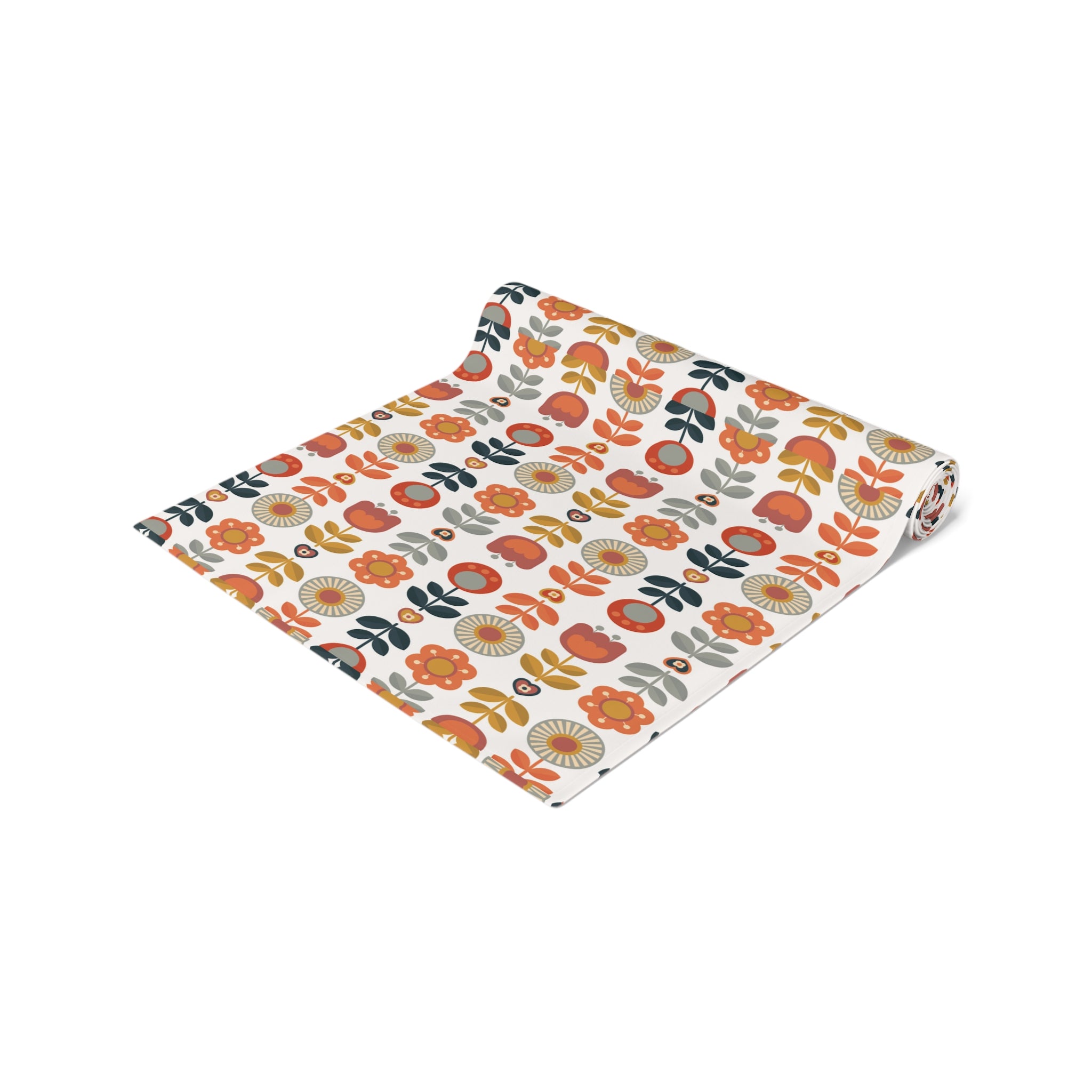 Mid Mod Scandinavian Floral Modern DanishTable Runner - Vibrant Home Decor for Festive Occasions - Mid Century Modern Gal