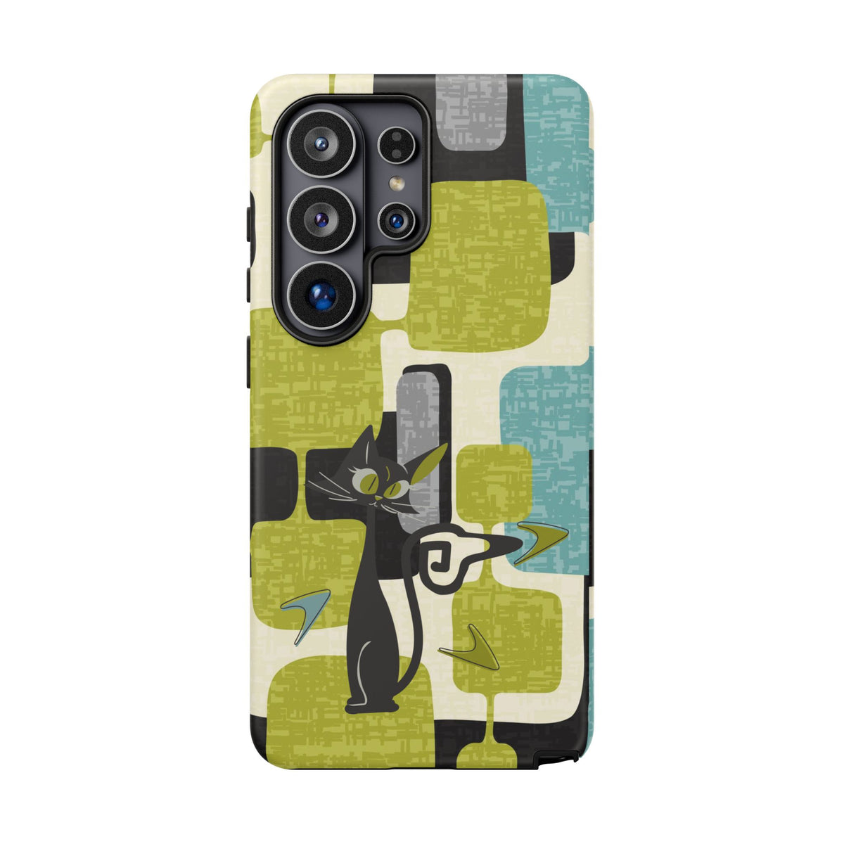 Mid Century Modern Geometric Kitschy Cat, Boomerang Retro Smart Phone Tough Cases - Mid Century Modern Gal