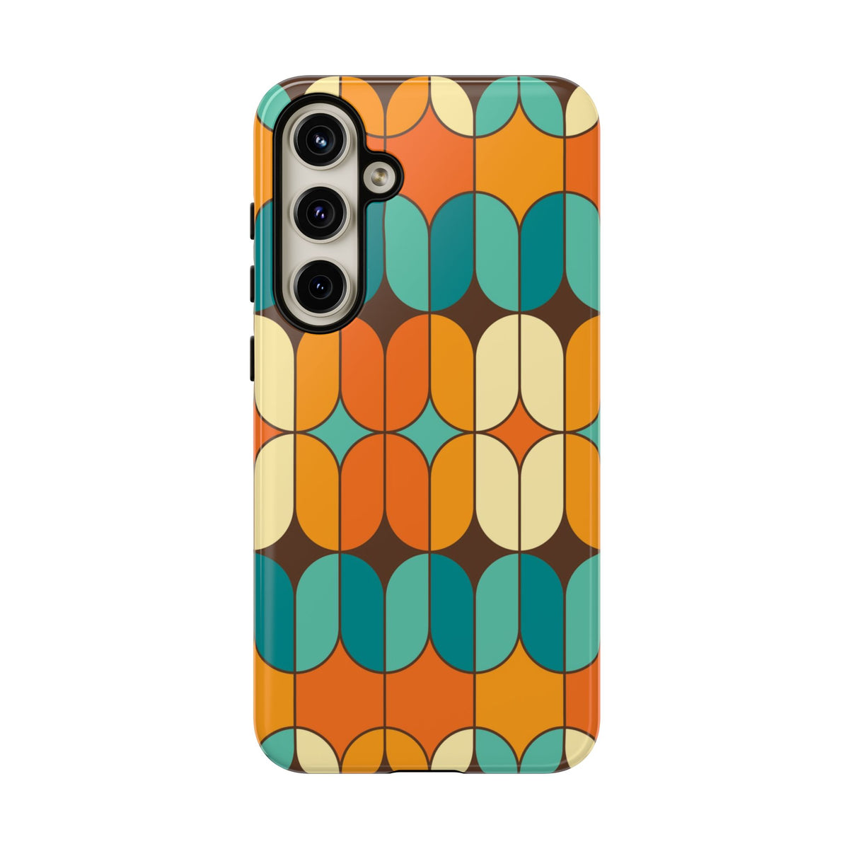 Mid Century Modern Orange, Teal Geometric Mod Designed Tough Phone Case