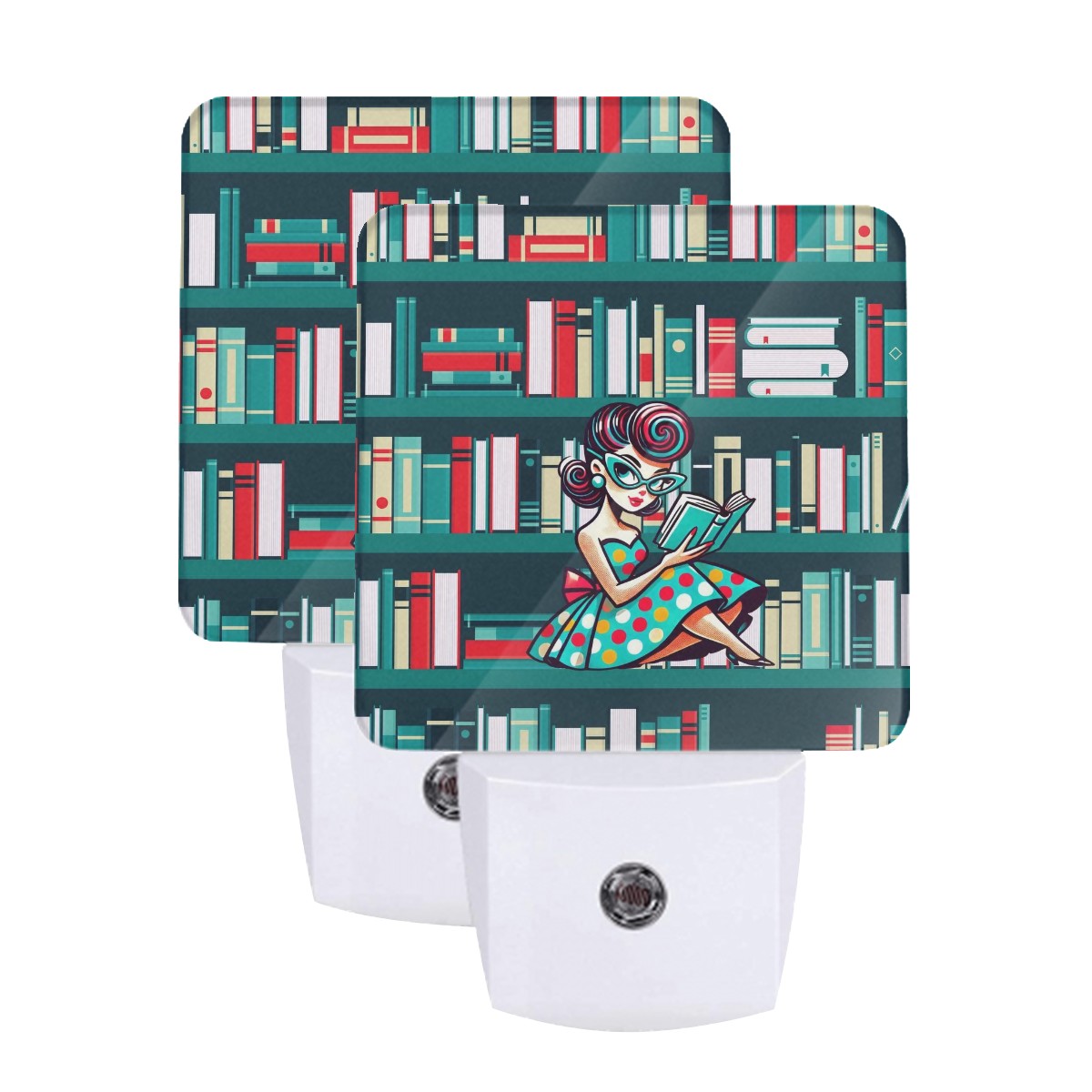 Mod Retro Gal, Book Lover LED Night Light Set of 2 - Mid Century Modern Gal
