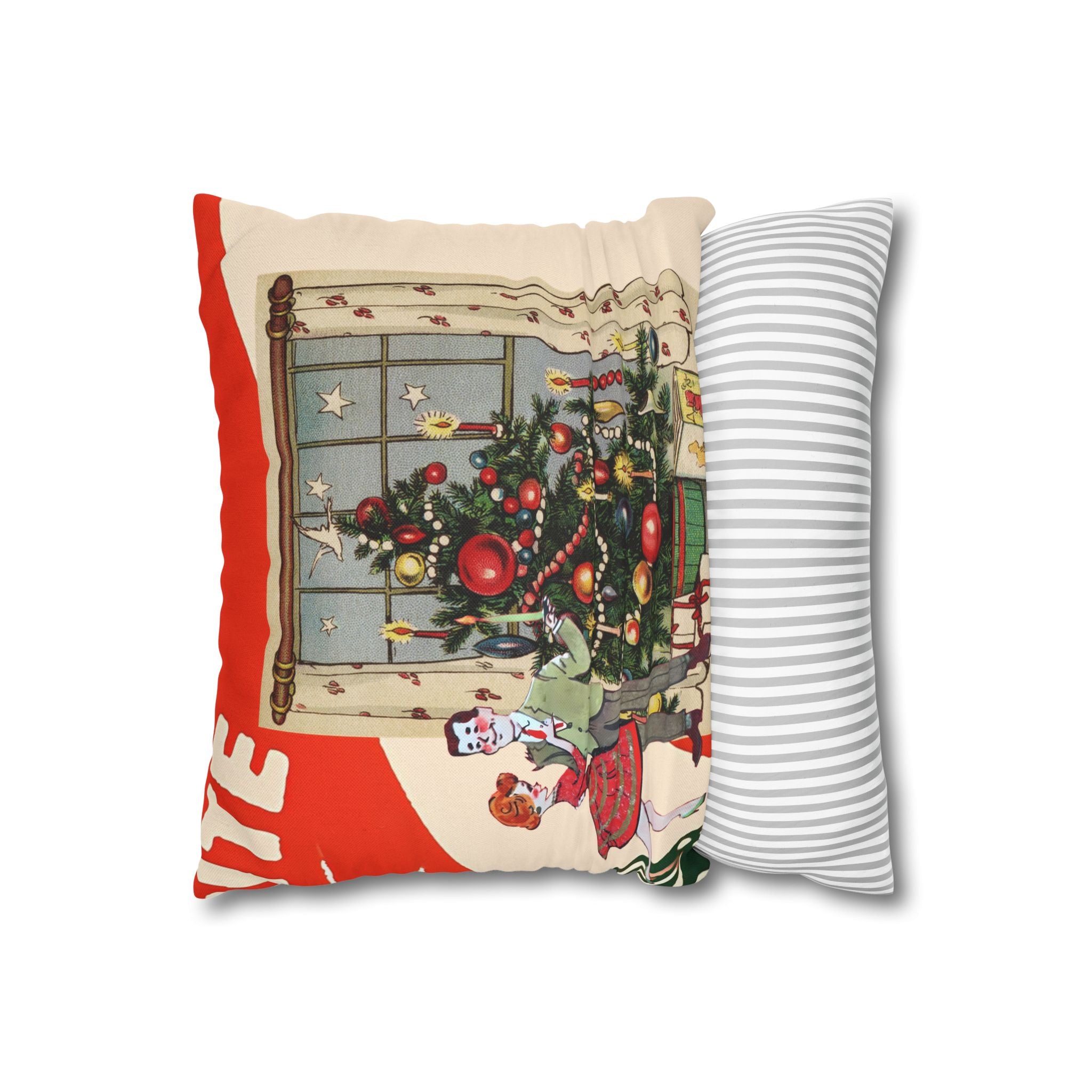 Vintage Kitschy Christmas 50s Couple, Mid Century Modern Holiday Pillow Cover - Mid Century Modern Gal