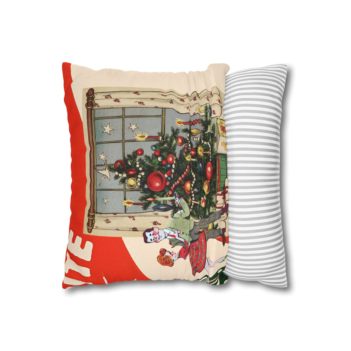 Vintage Kitschy Christmas 50s Couple, Mid Century Modern Holiday Pillow Cover - Mid Century Modern Gal