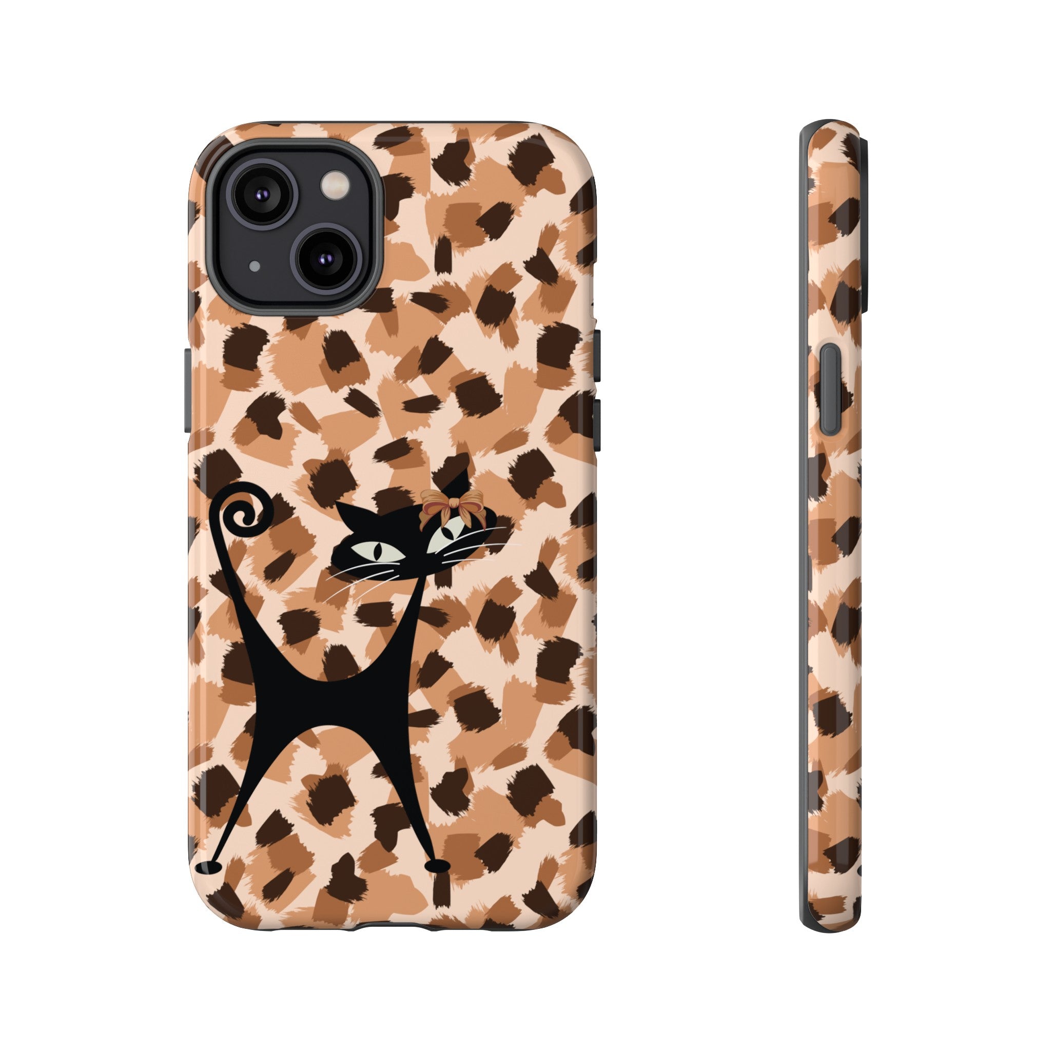 Mid Century Modern Atomic Cat, Animal Print Kitschy Trendy Smart Phone Tough Cases