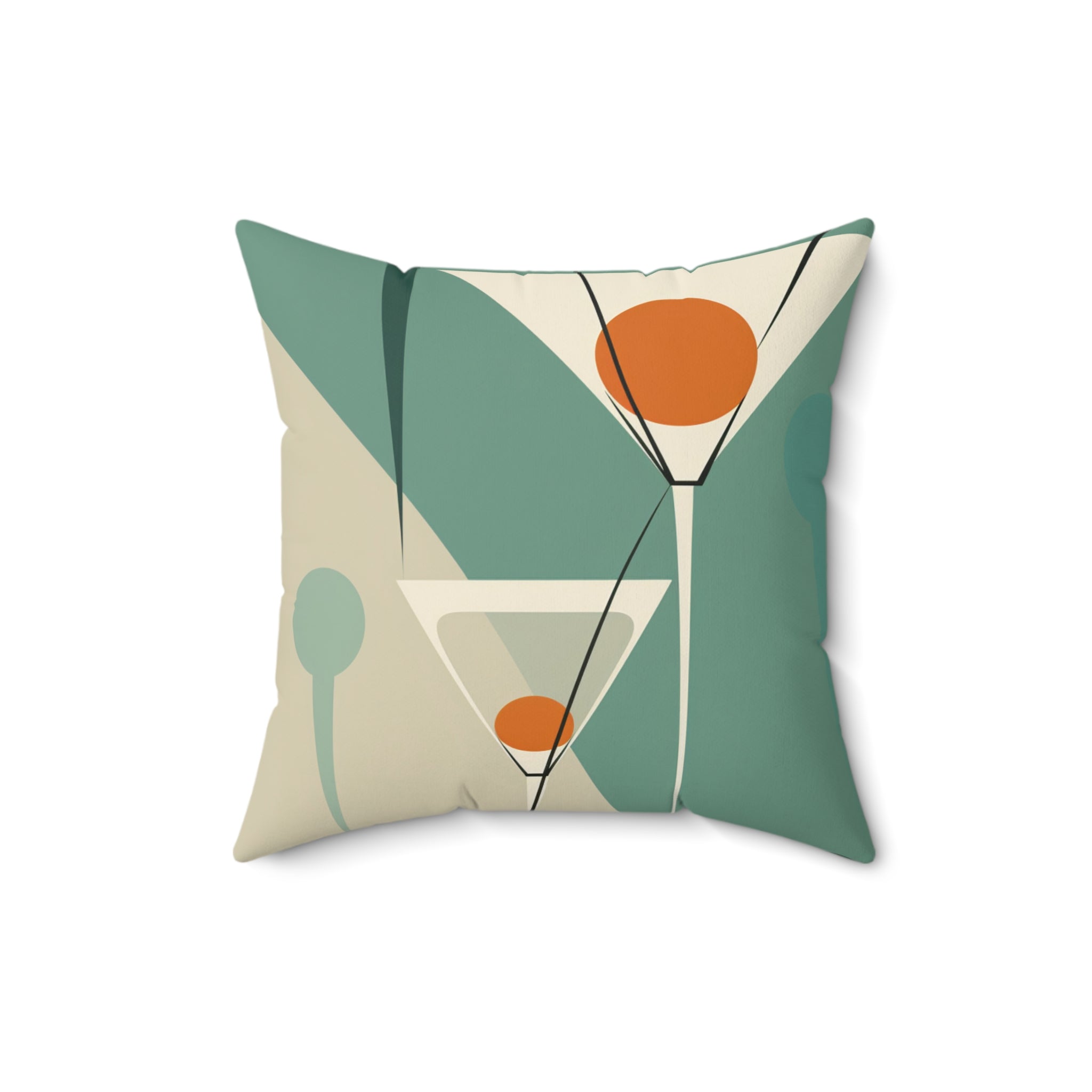 Modern Martini Decor Pillow - Stylish Spun Polyester Square Cushion for Home - Mid Century Modern Gal