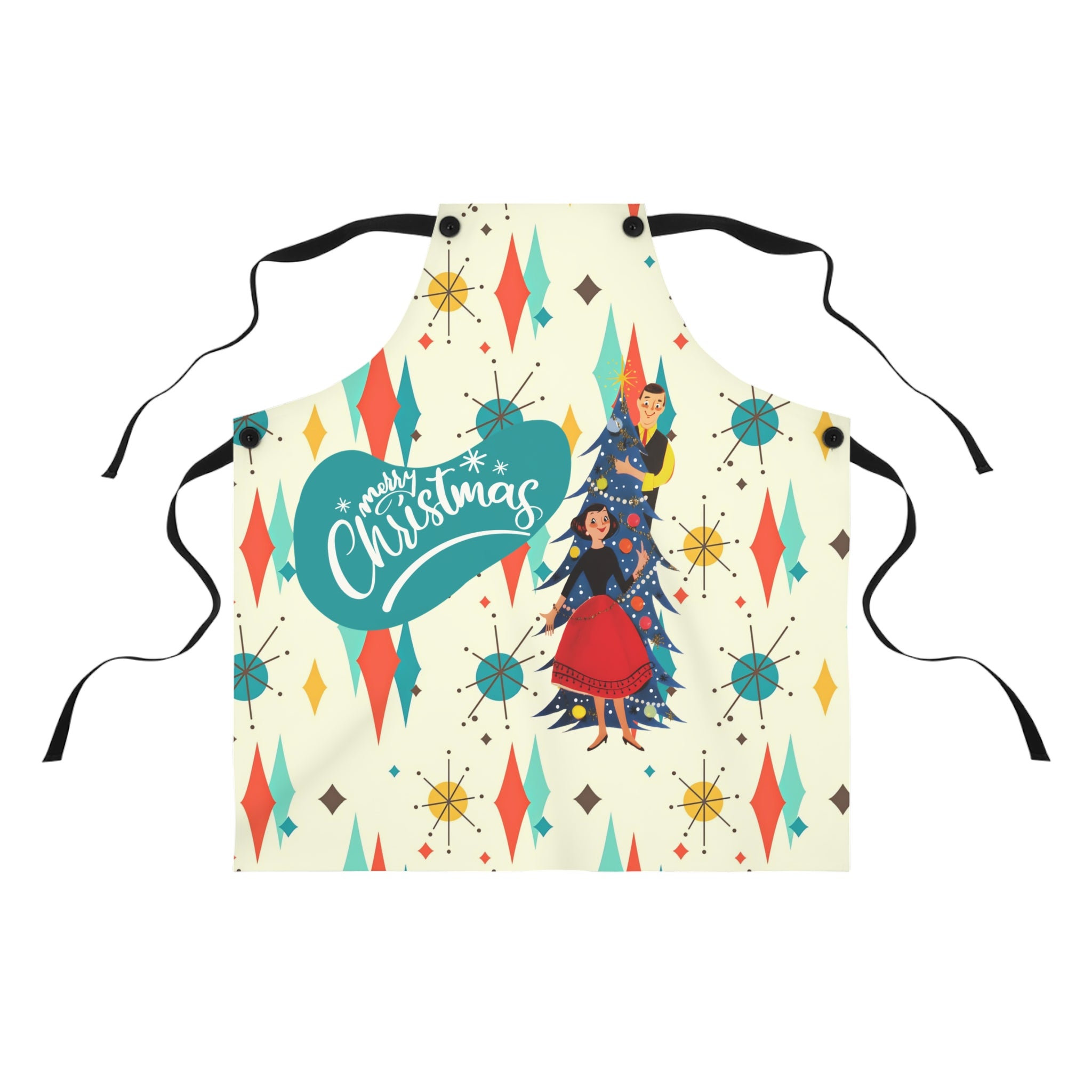 Kitschy Vintage 50s Christmas Card Baking Cooking Apron Mid Mod Style - Mid Century Modern Gal
