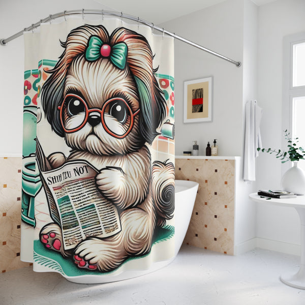 Funny Shih Tzu Retro Mod Shower Curtain, I Shih Tzu Not Bathroom Decor