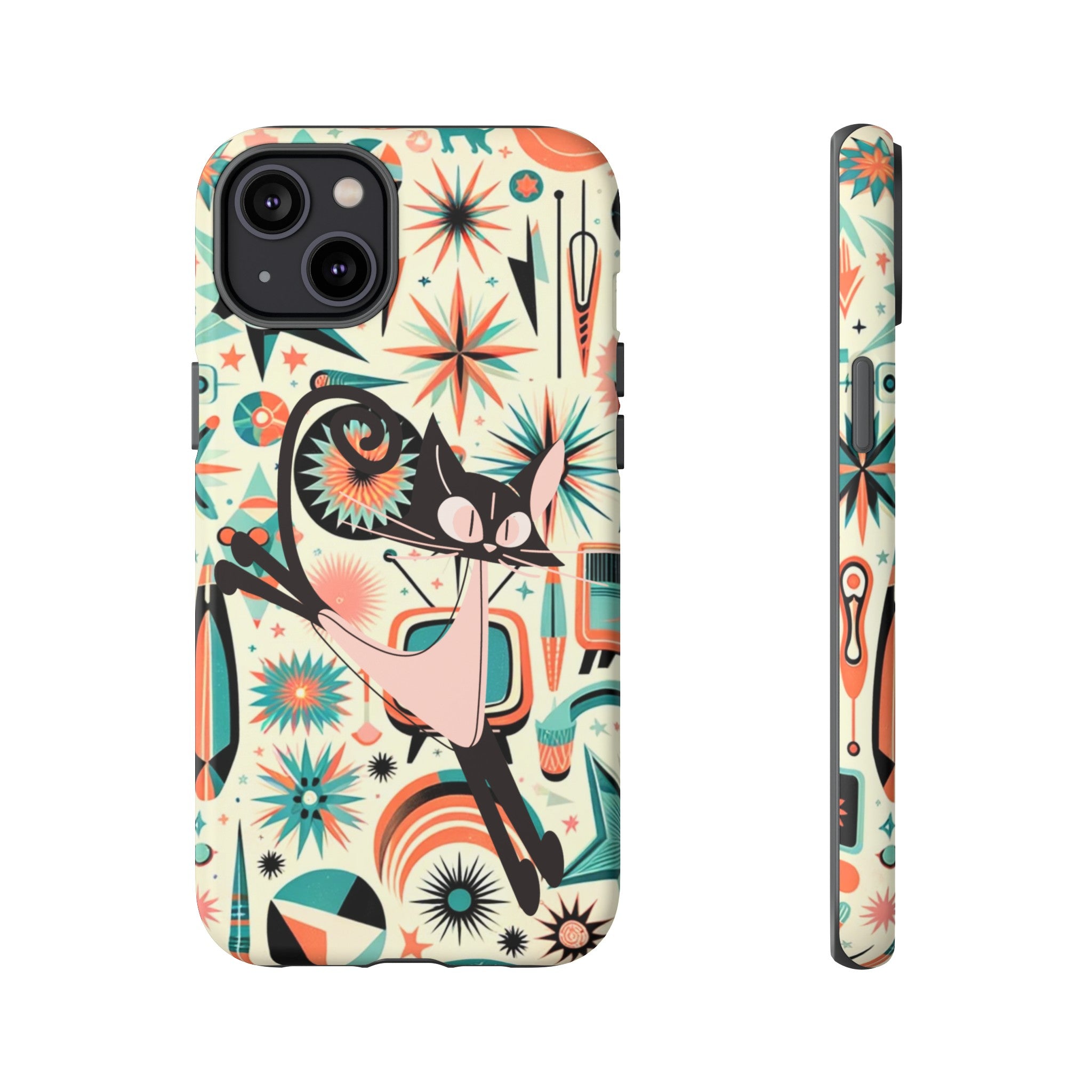 Atomic Kitty Boomerang Space Kitty Mid Century Modern Samsung, Smart Phone, Tough Cases - Mid Century Modern Gal