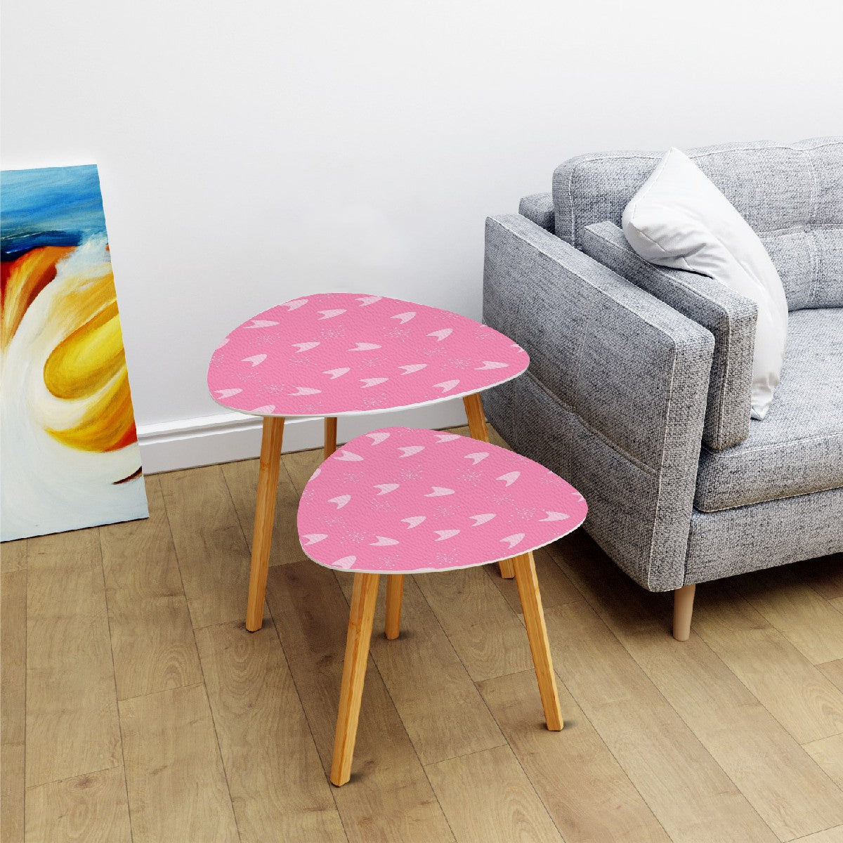 Atomic Starburst 50s Pink Boomerang Mid Mod Nesting Tables - Mid Century Modern Gal
