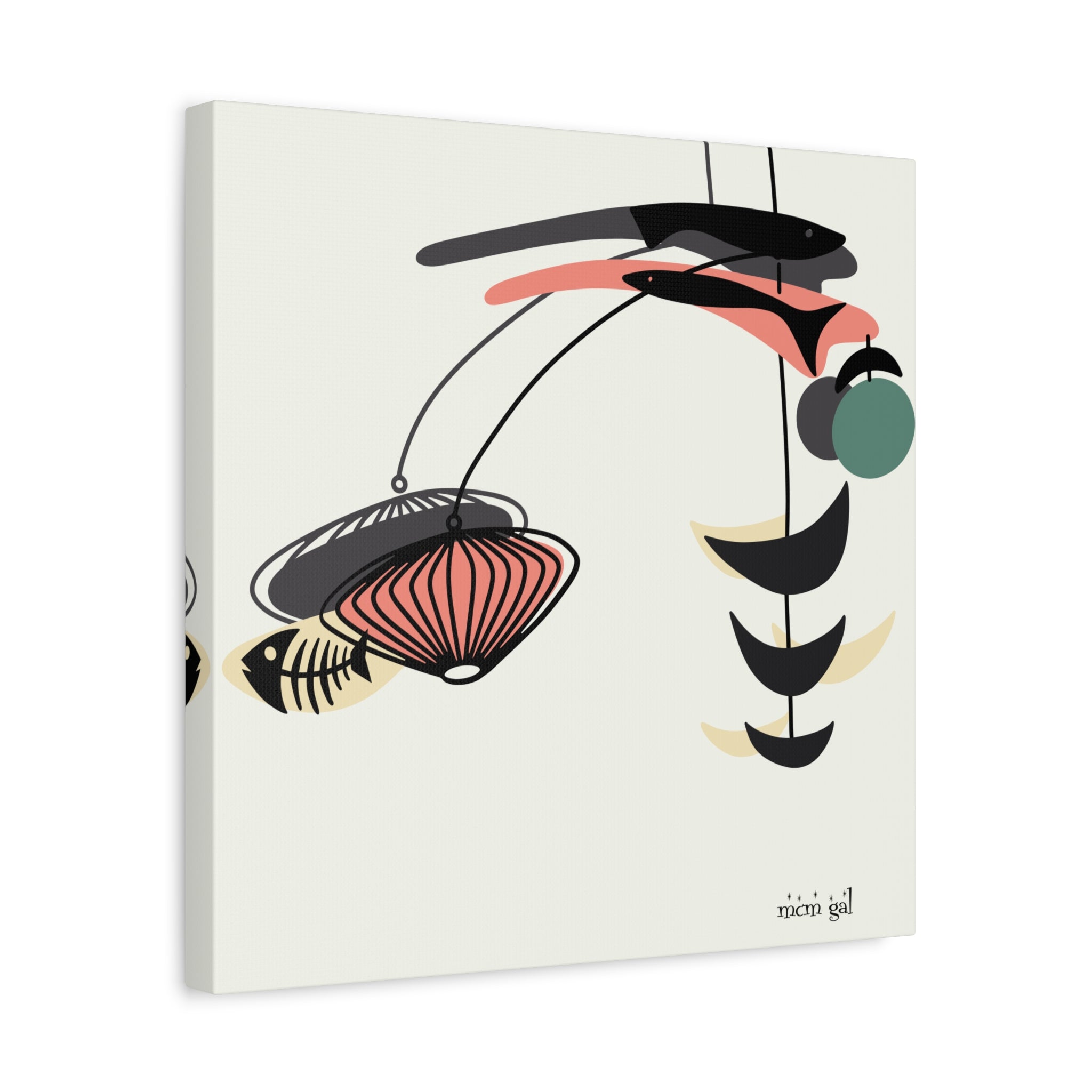 Mid Century Modern Fish Art, Modern Abstract Wall Art Canvas - Mid Century Modern Gal