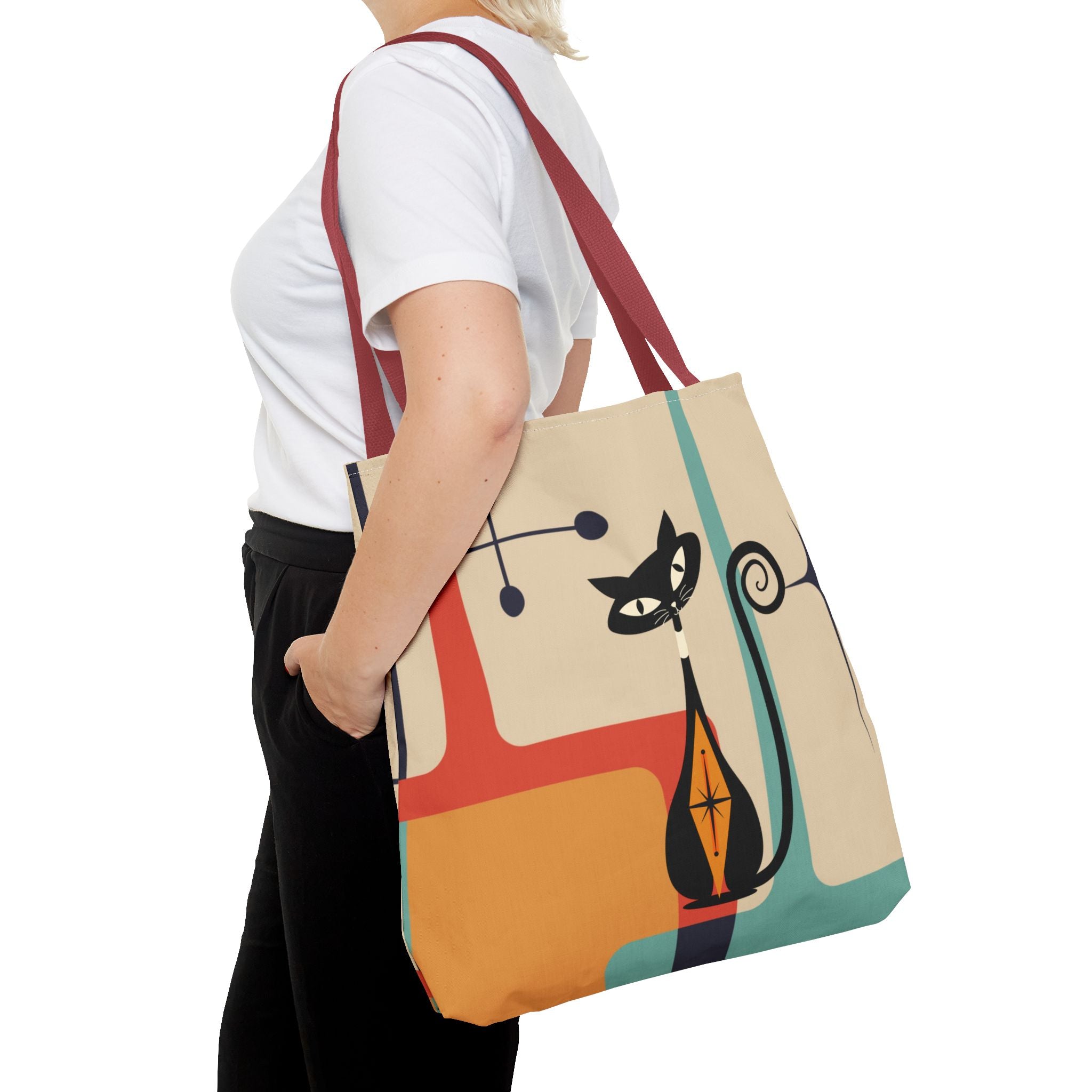 Atomic Cat Mid Century Mod Tote Bag - Mid Century Modern Gal