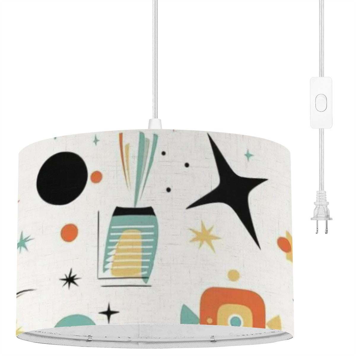 Mid Century Modern Hanging Drum Shade Mod Lighting - Mid Century Modern Gal