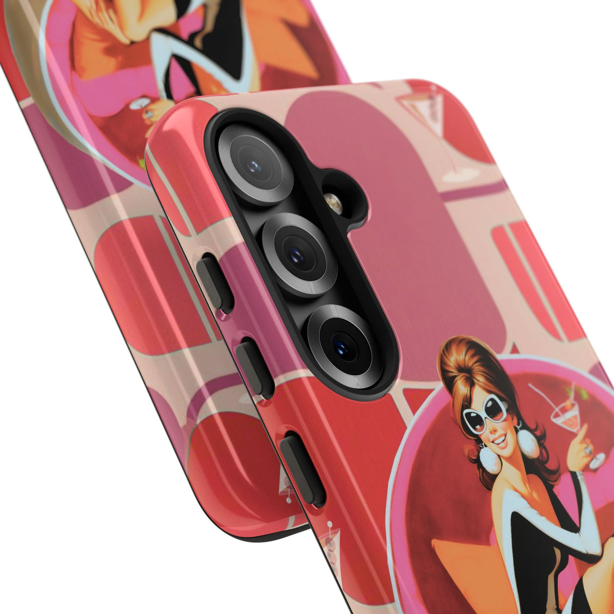Mid Mod 60s Mod Gal, Kick Back Enjoy, Retro Chic Phone Case with Cocktail Design