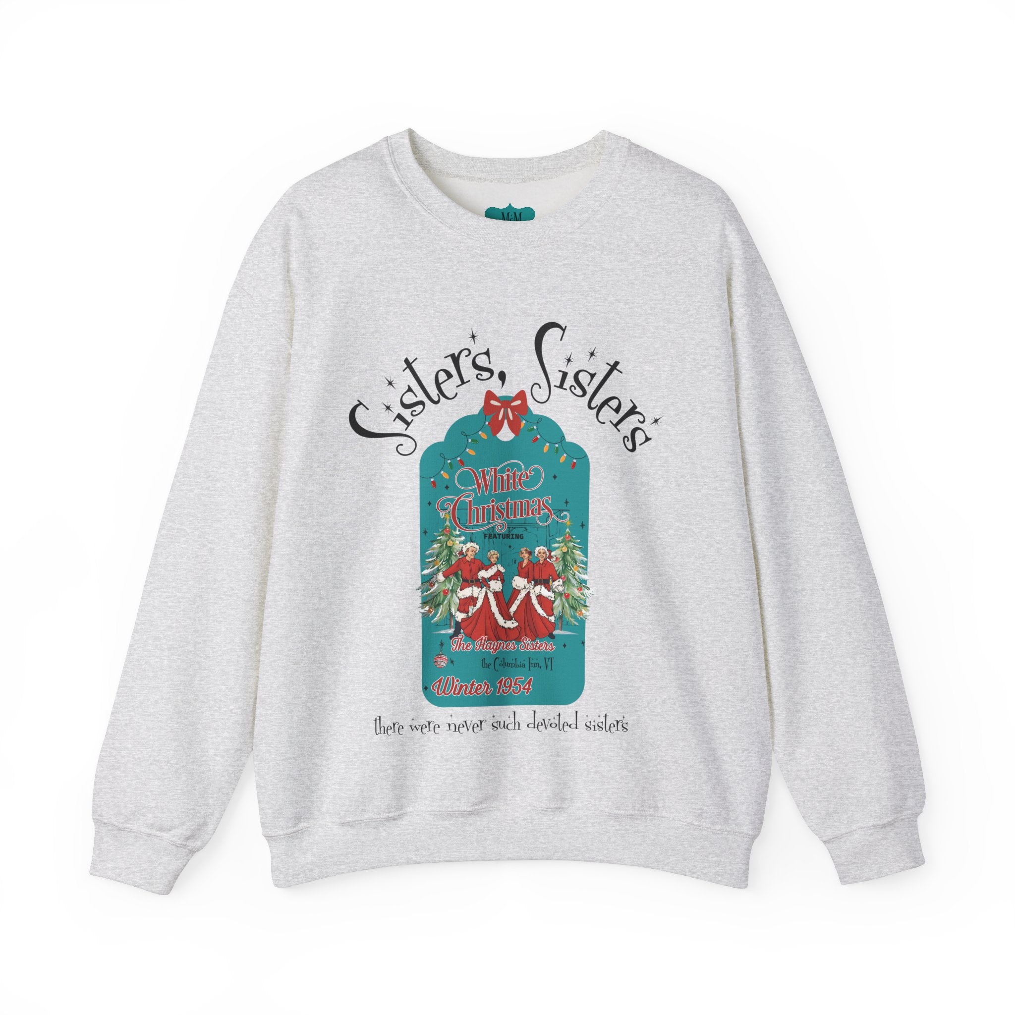 Wallace And Davis Retro Christmas Sweatshirt, Cozy Unisex Holiday Sisters Sisters Matching Sweaters - Mid Century Modern Gal