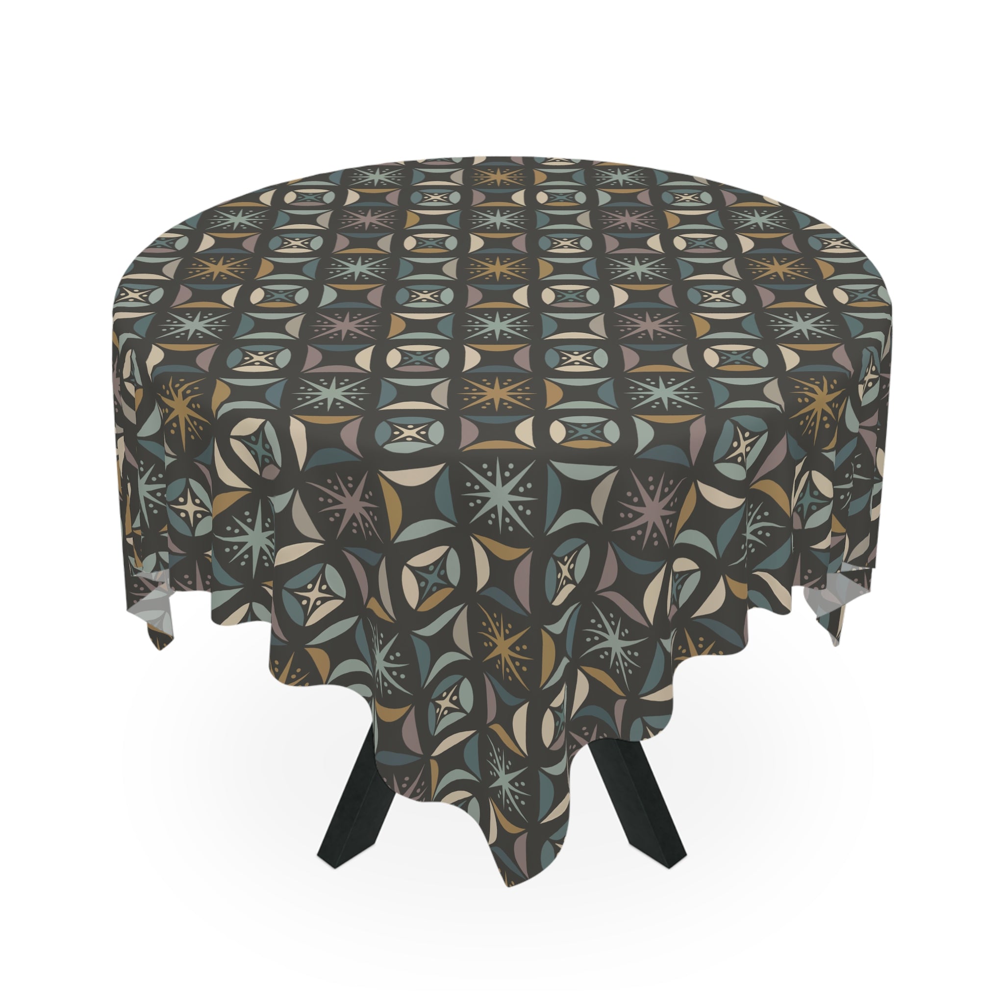 Mid Century Modern Elegant Gray Geometric Starburst Tablecloth - Mid Century Modern Gal