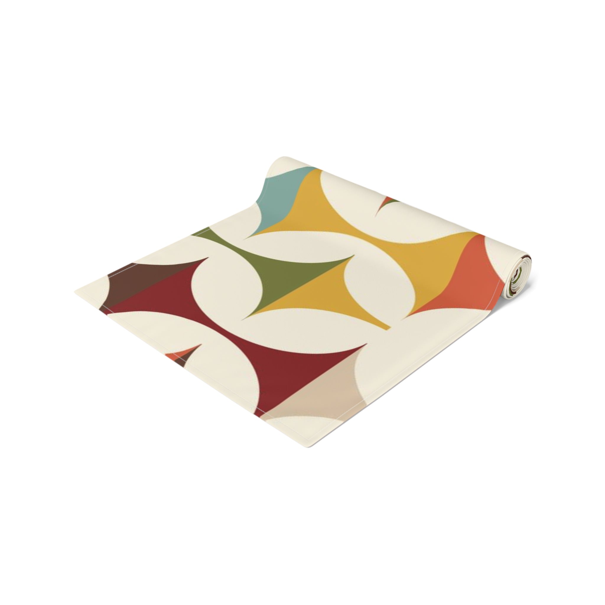 Mid Century Modern Table Runner, Retro Scandinavian Modern Danish Geometric Design, Green, Brown, Beige, Yellow, Teal, MCM - Mid Century Modern Gal