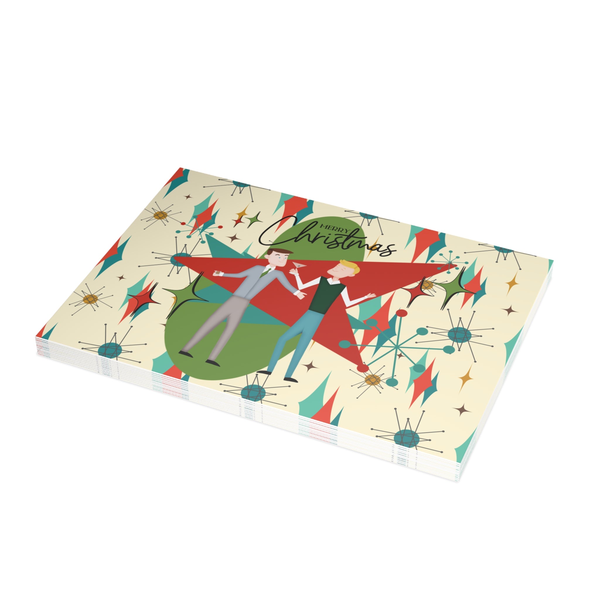Gay Male Christmas Cards, Mid Century Modern Diamond Starburst Kitschy Fun Christmas Cards - Mid Century Modern Gal