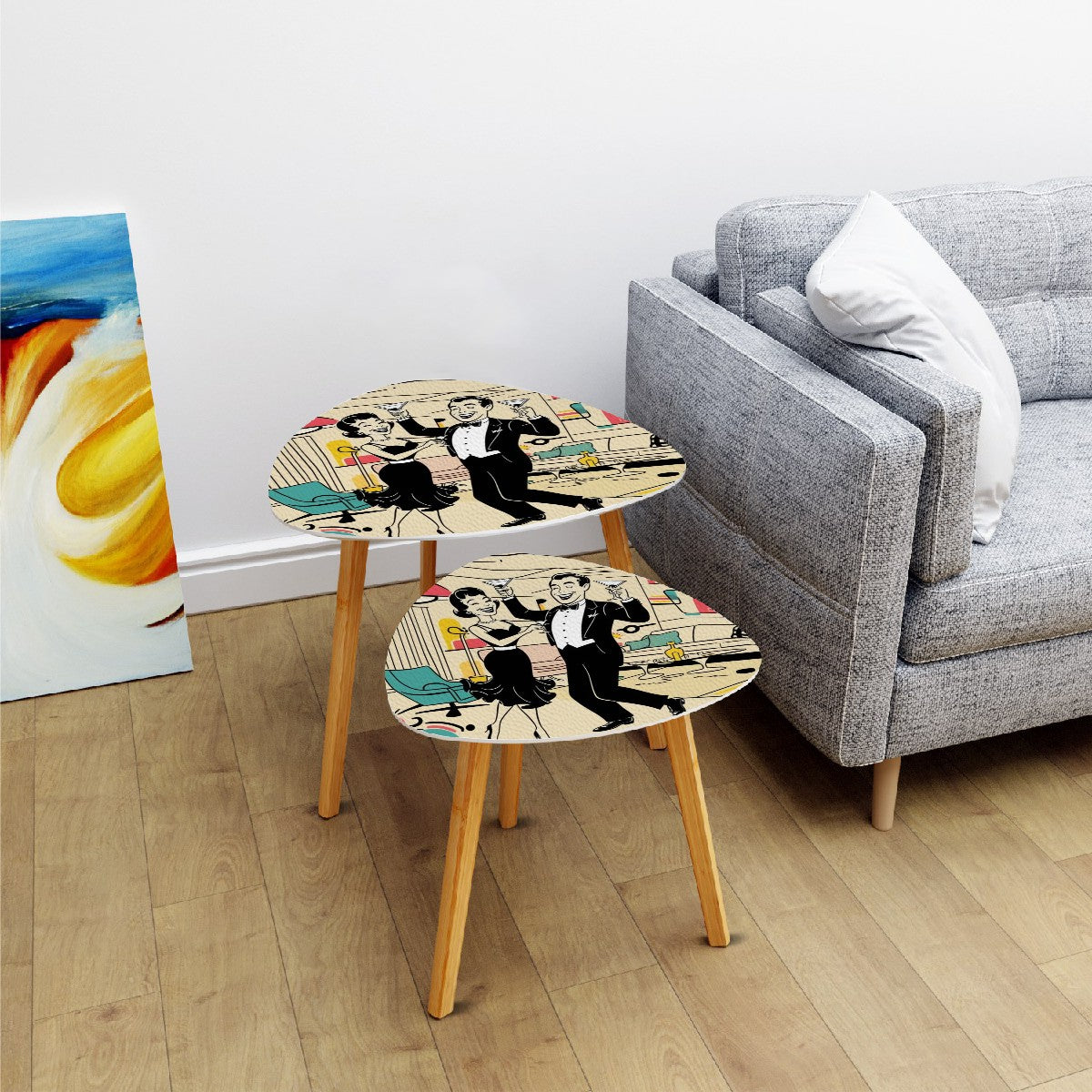 Kitschy Mod Couple Cocktail Hour Mid Century Modern Nesting Tables - Mid Century Modern Gal