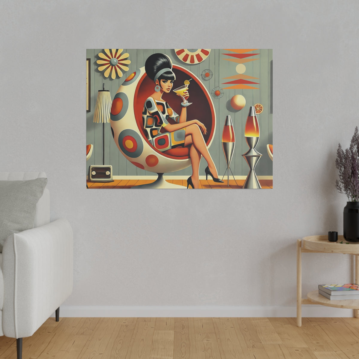 Retro Mod Gal, Atomic Age Kitschy 60s Groovy Wall Art - Mid Century Modern Gal