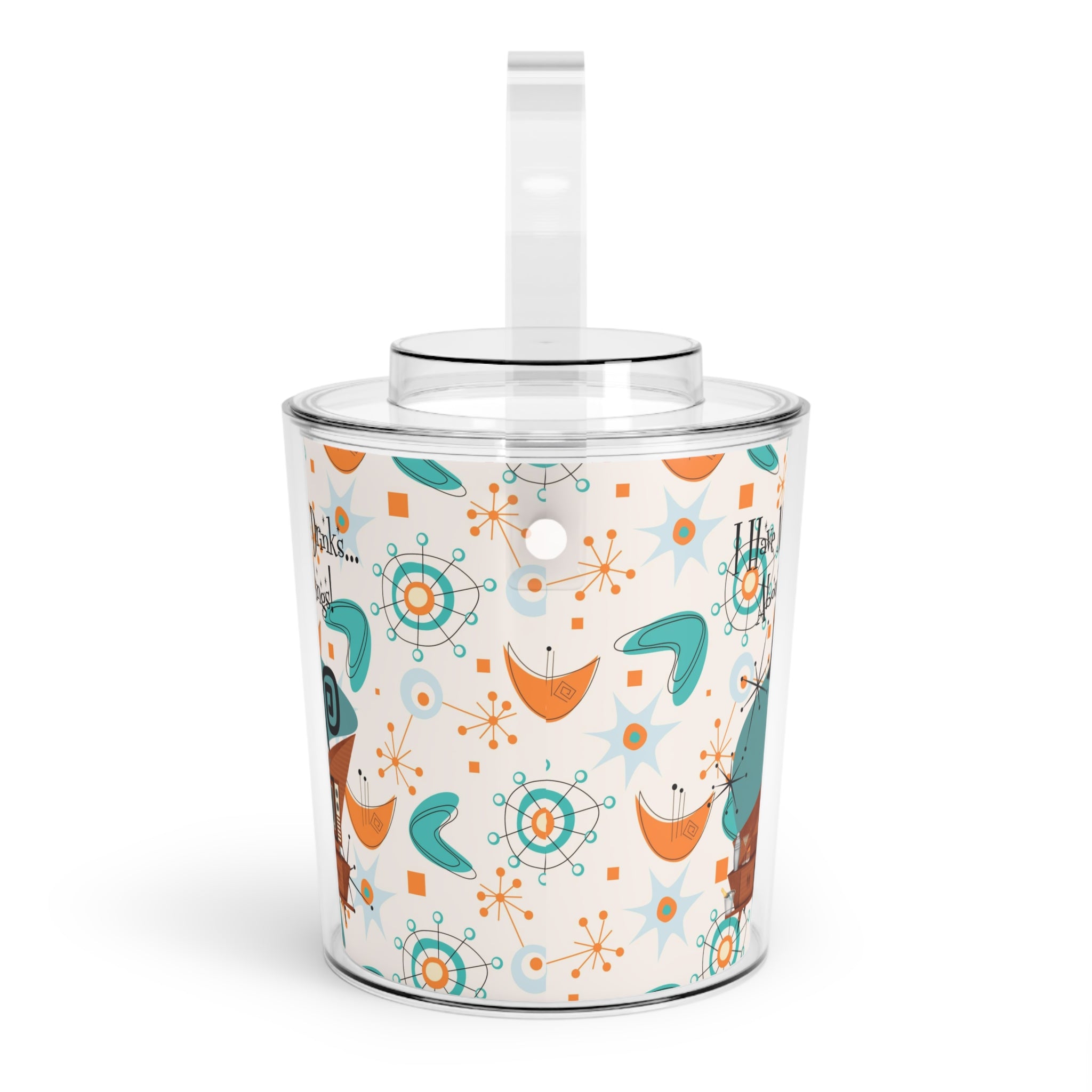 Mid Century Modern Atomic Boomerange Mid Century Barware, Funny Kitschy Saying, I Have Mixed Drinks, About Feelings, Retro Ice Bucket - Mid Century Modern Gal