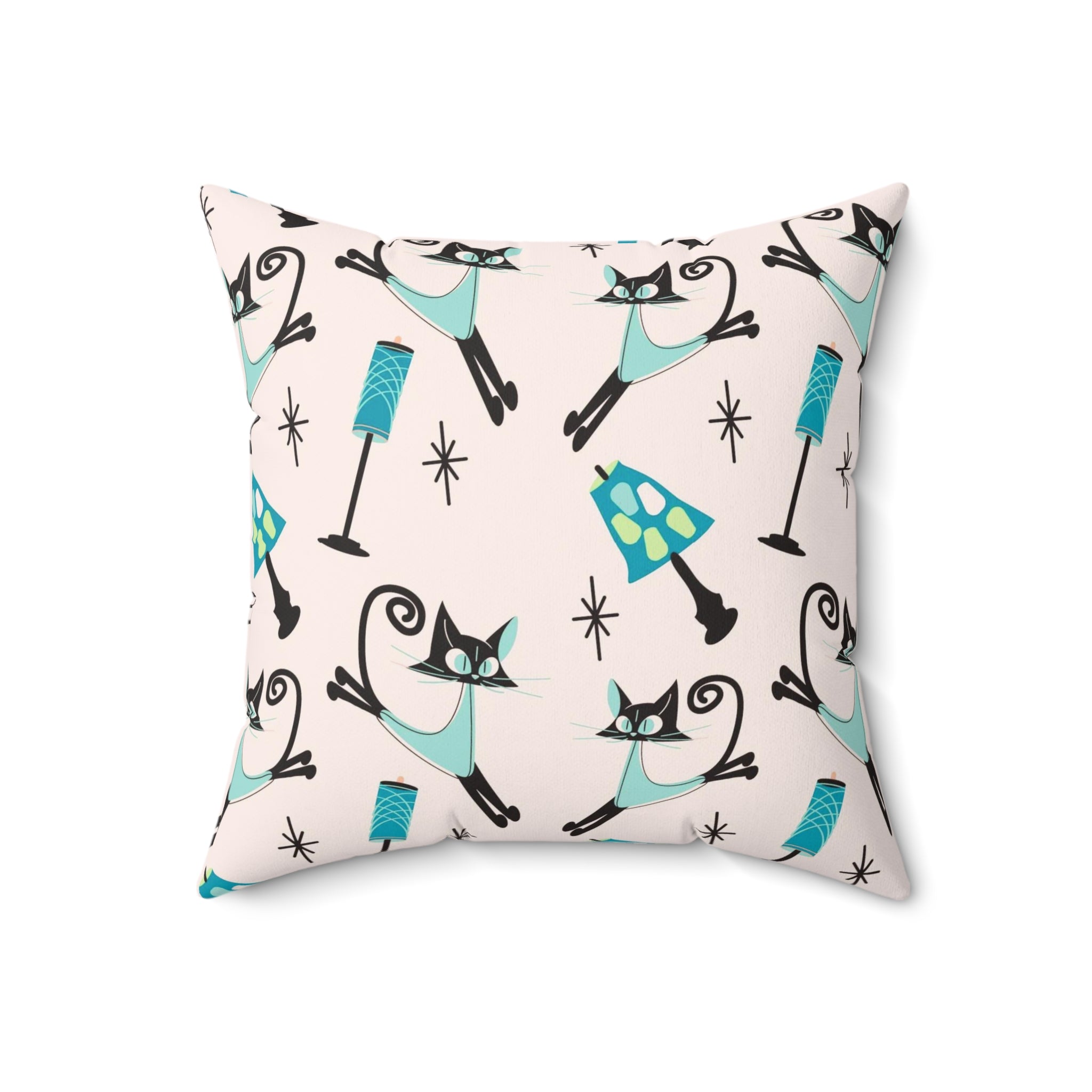 Mid Century Modern Atomic Cat Pillow And Insert - Mid Century Modern Gal