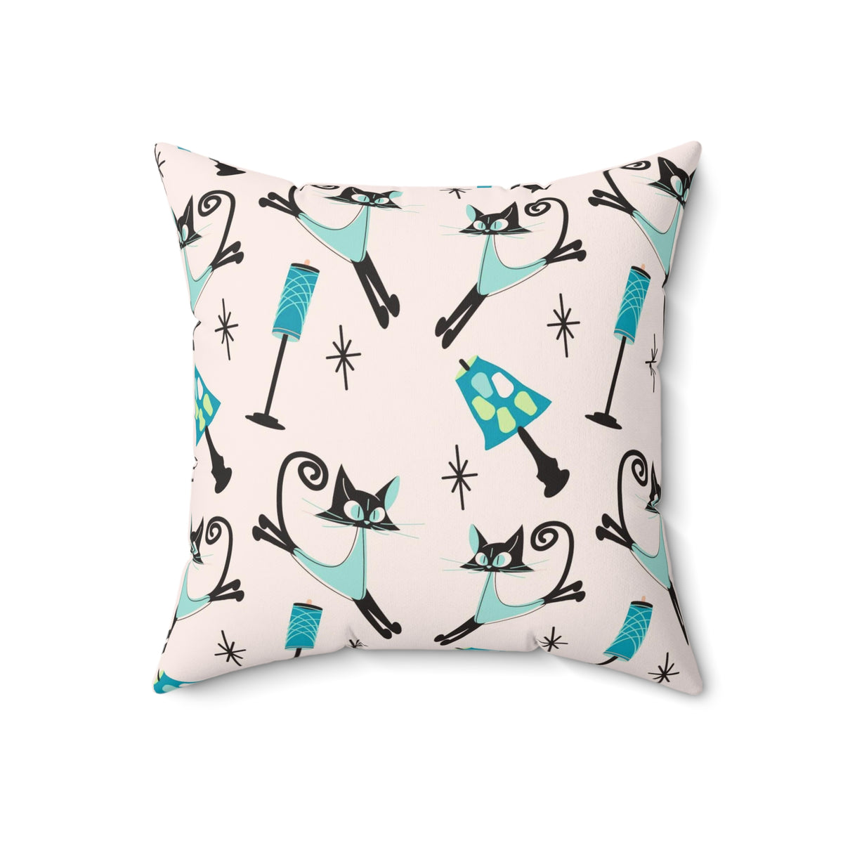 Mid Century Modern Atomic Cat Pillow And Insert - Mid Century Modern Gal