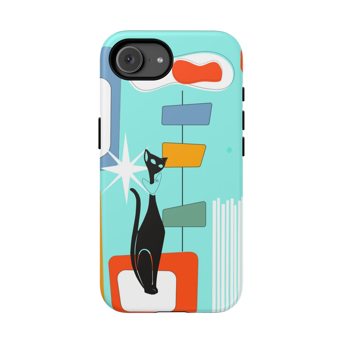 Atomic Cat, Mid Mod Aqua Blue, Geometric, Samsung, Google Pixel, Apple iPhone Tough Cases